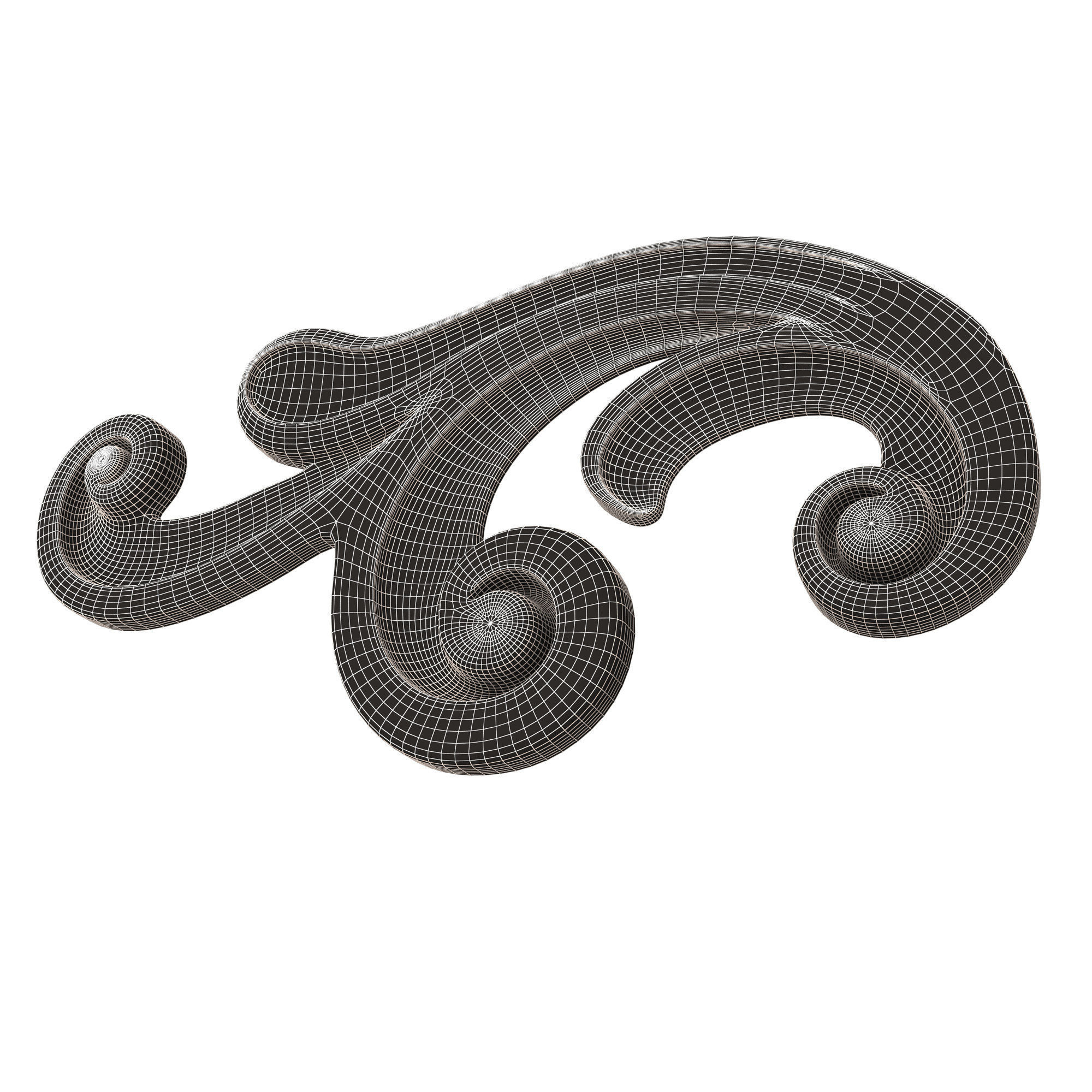 Carved Plaster Molding Decoration 036 Low-poly 3D model_10