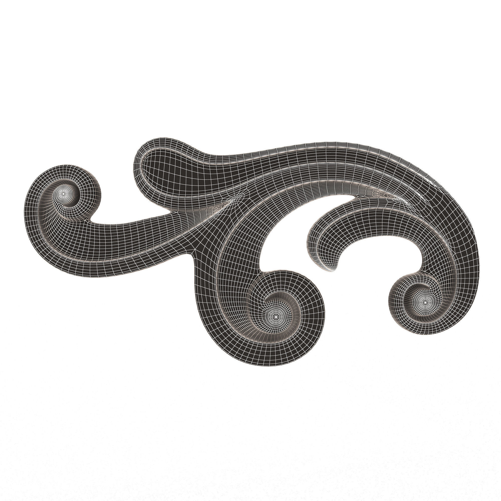 Carved Plaster Molding Decoration 036 Low-poly 3D model_6