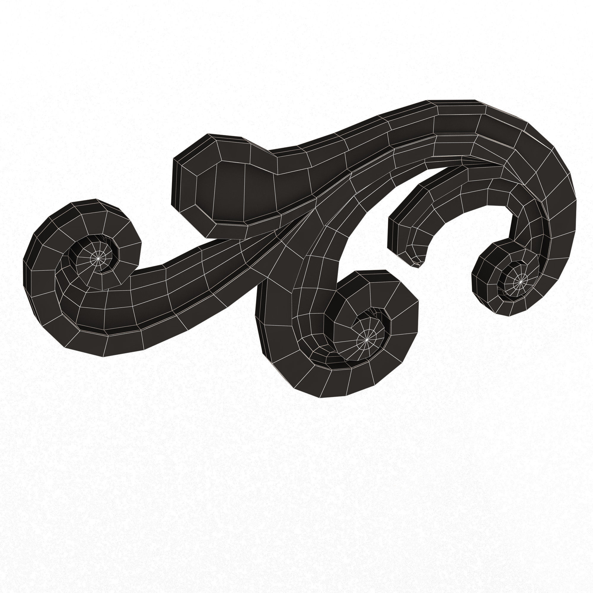 Carved Plaster Molding Decoration 036 Low-poly 3D model_13