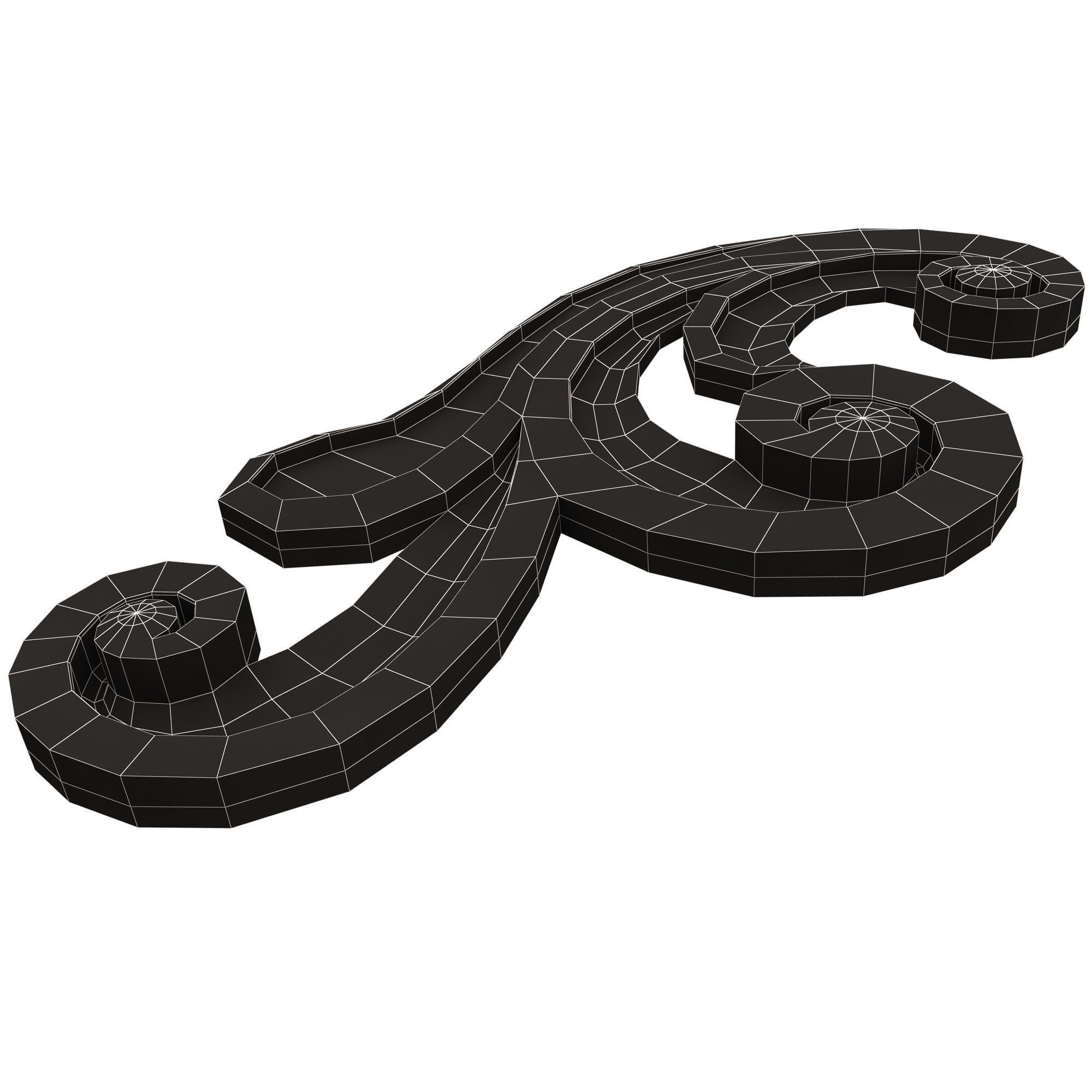 Carved Plaster Molding Decoration 036 Low-poly 3D model_17