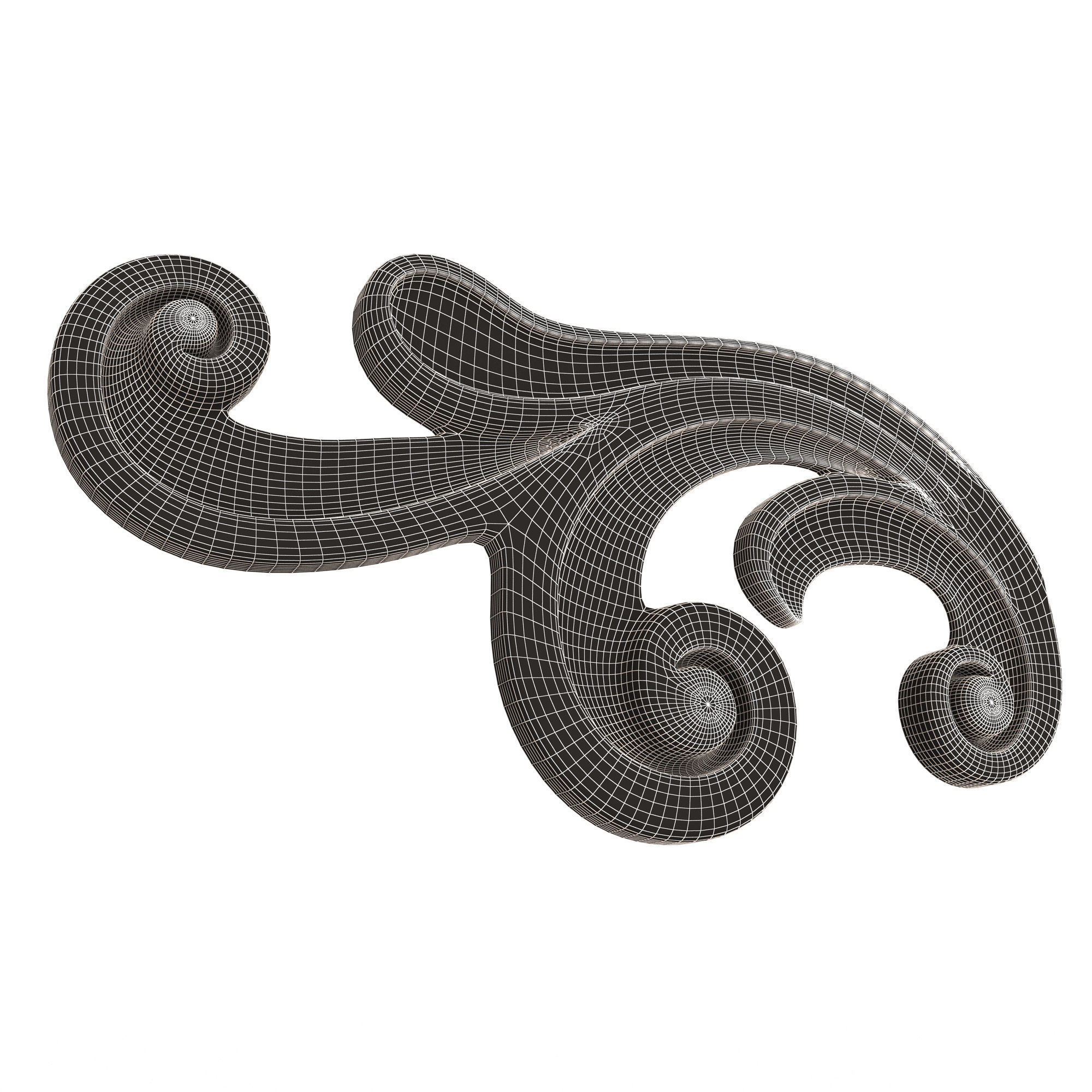 Carved Plaster Molding Decoration 036 Low-poly 3D model_9