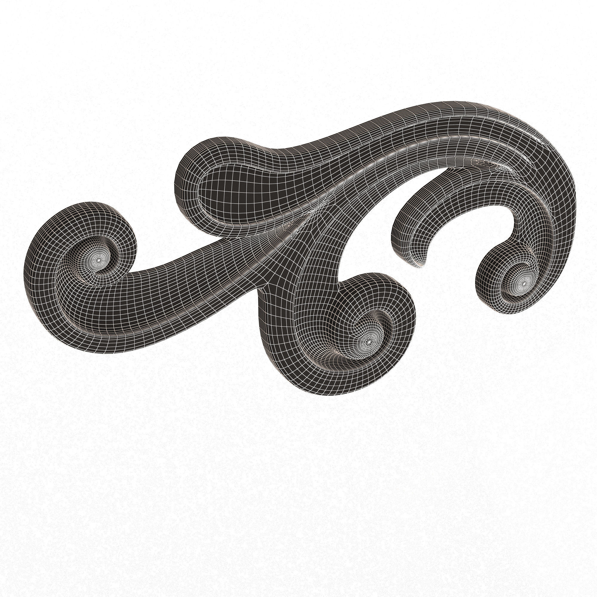 Carved Plaster Molding Decoration 036 Low-poly 3D model_7