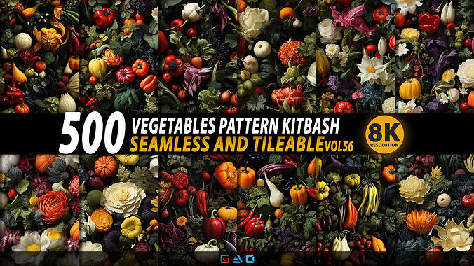 500 Vegetables Pattern - Vol56 - 8K Res  3D model