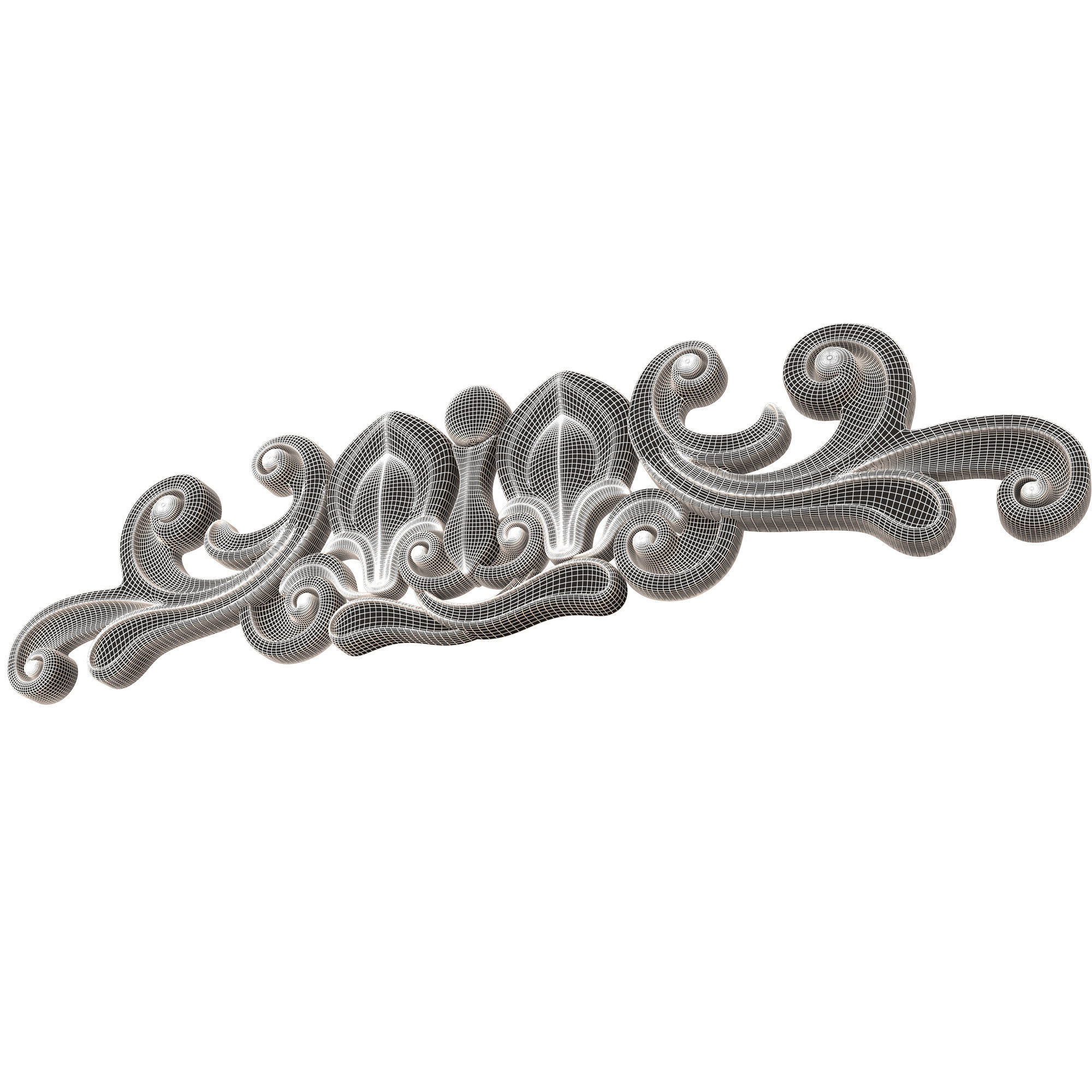 Carved Plaster Molding Decoration 037 Low-poly 3D model_10