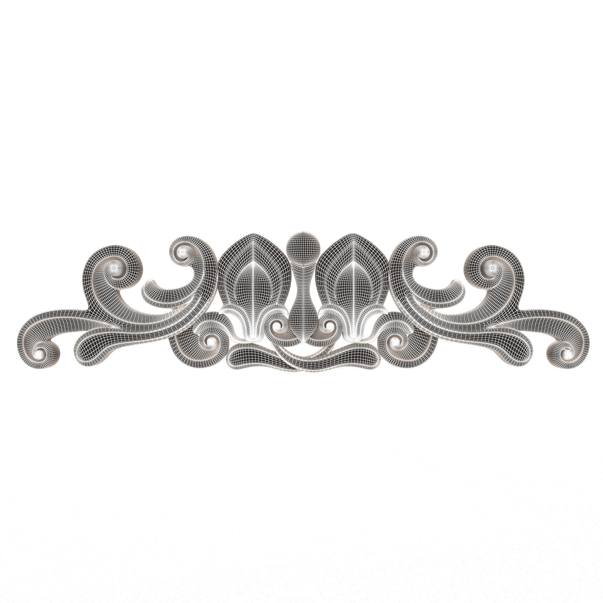 Carved Plaster Molding Decoration 037 Low-poly 3D model_6