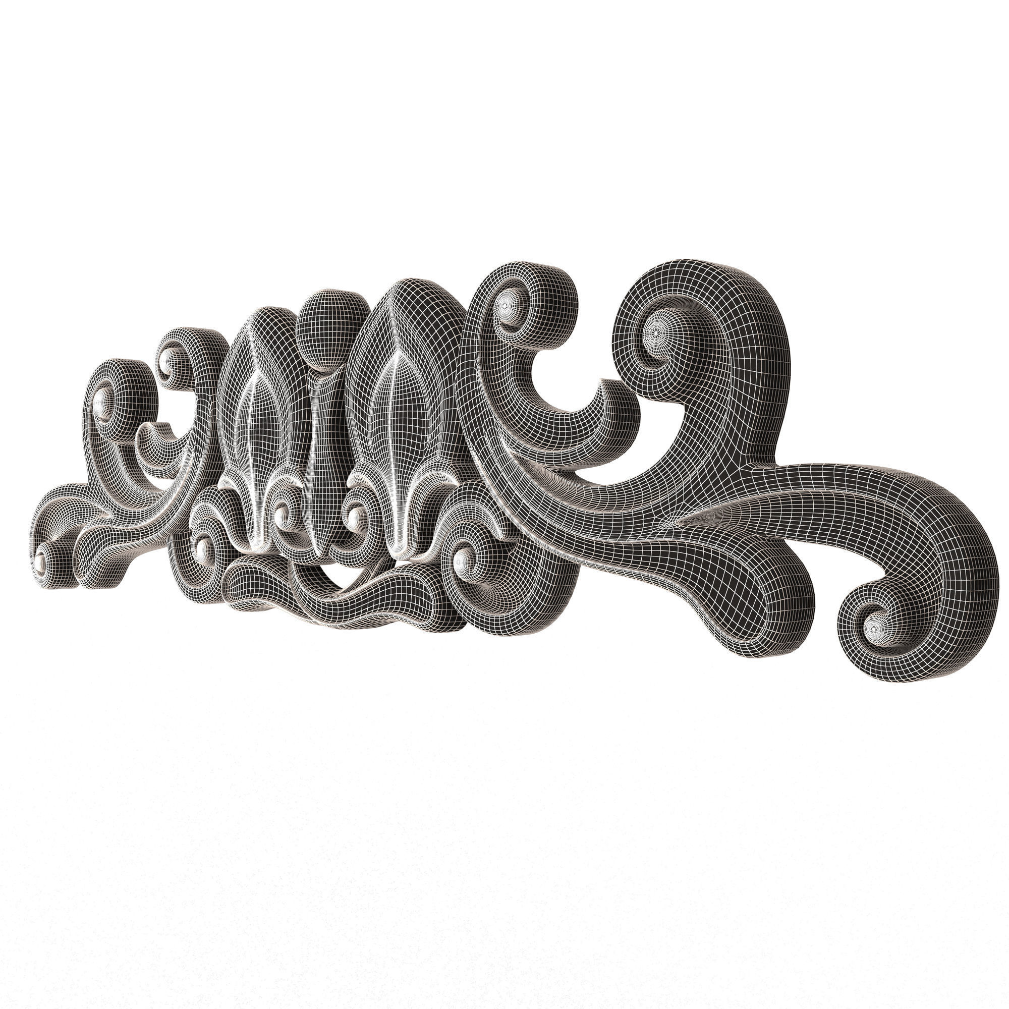 Carved Plaster Molding Decoration 037 Low-poly 3D model_8