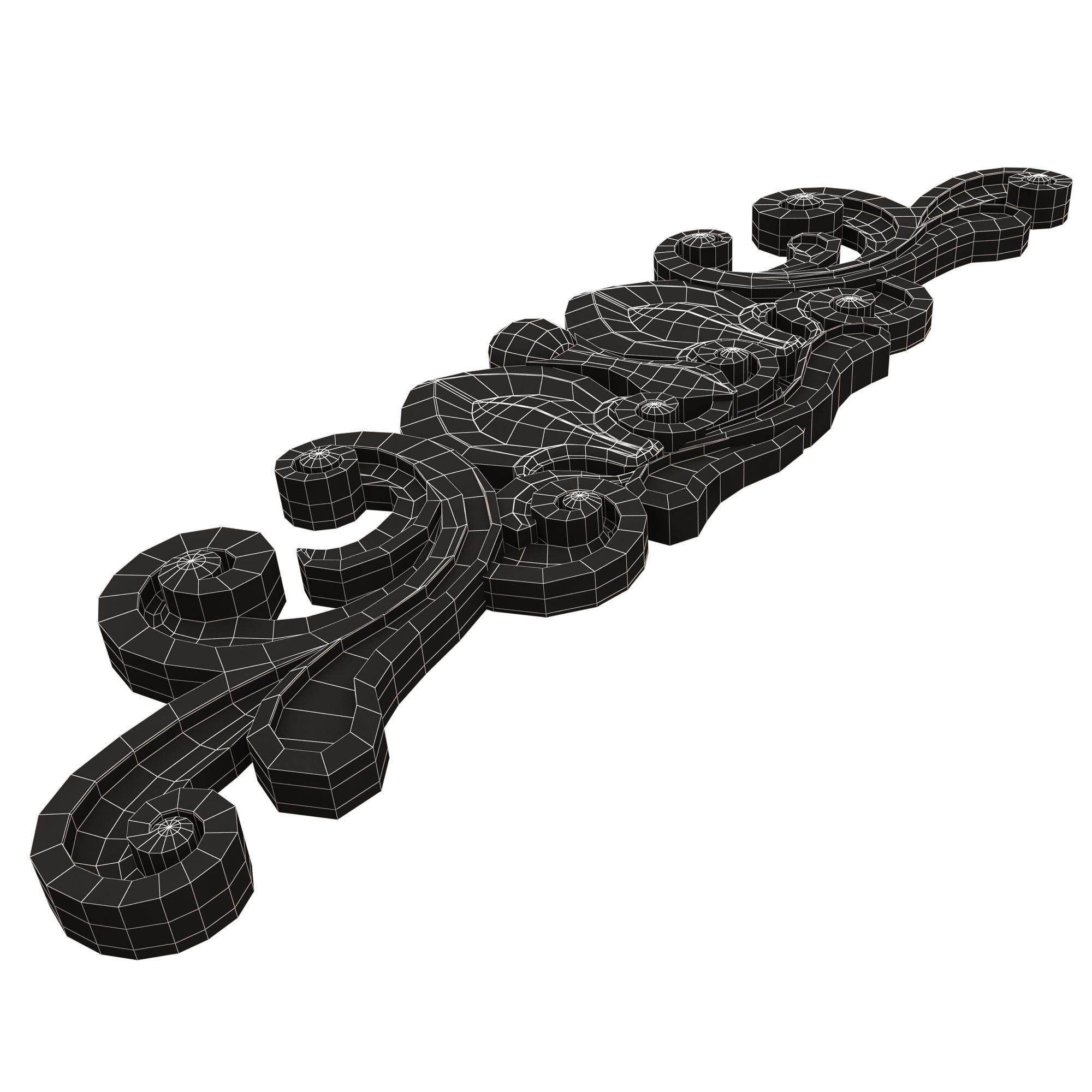 Carved Plaster Molding Decoration 037 Low-poly 3D model_17