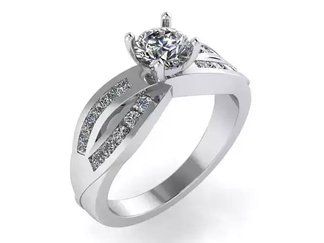 Round Diamond Split Shank Ring 0080