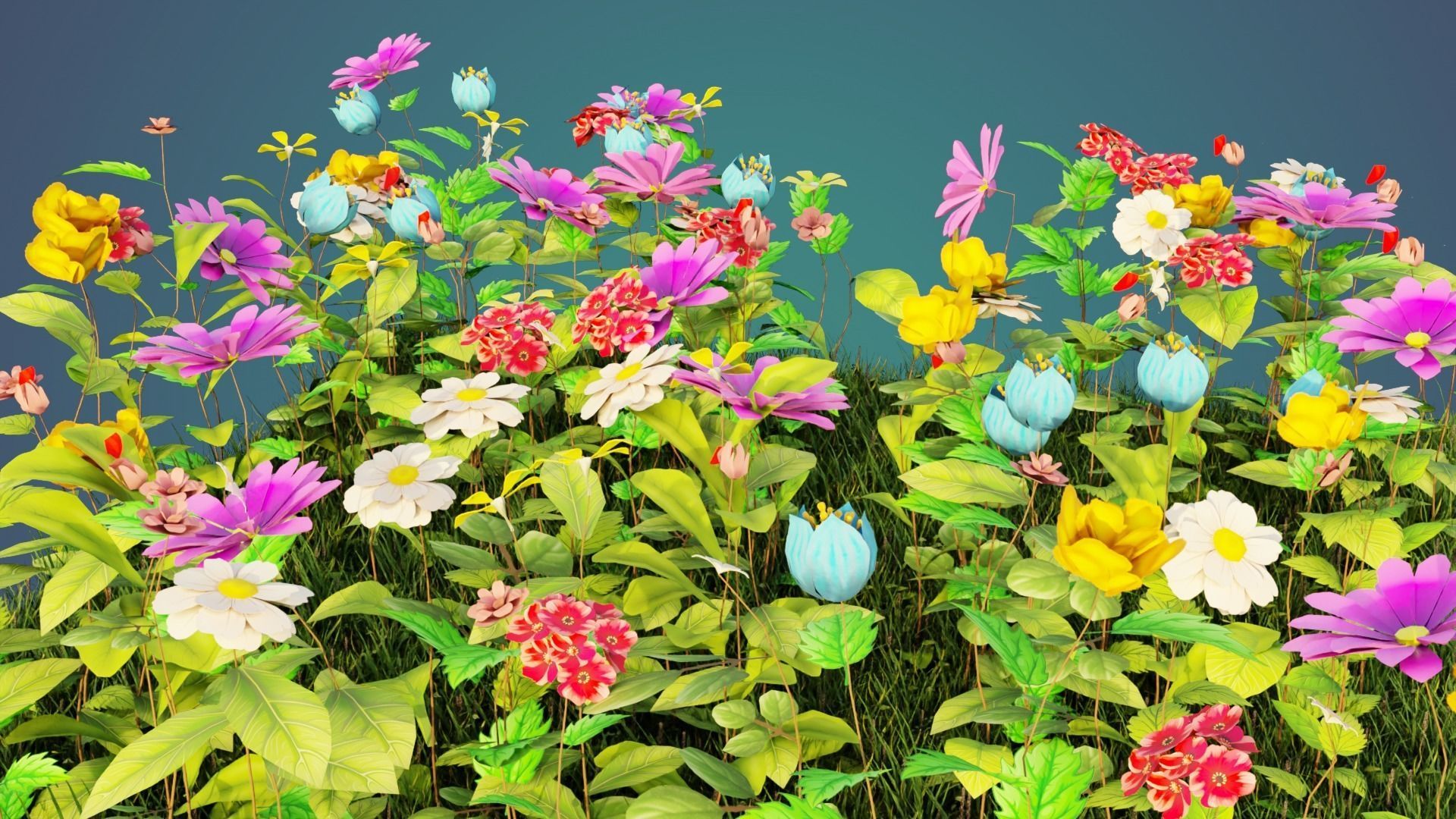 Blender 4 Grass and Flowers Meadow Procedural Geometry Node 3D model_2