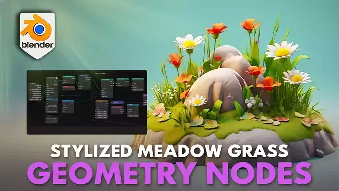 Blender 4 Grass and Flowers Meadow Procedural Geometry Node
