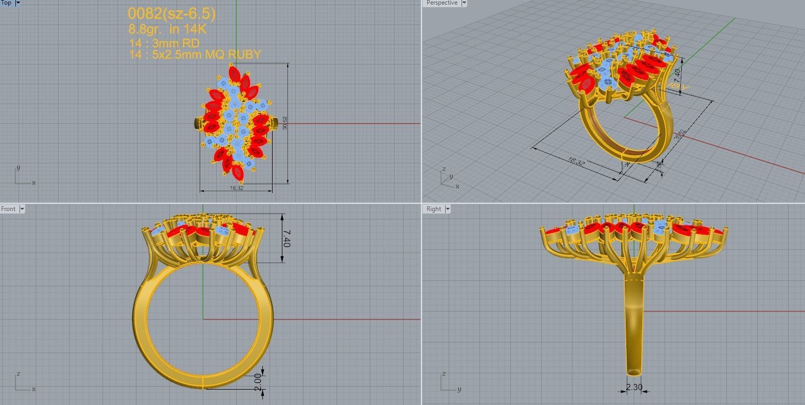 Marquise Shape Ring 0082 3D print model_4
