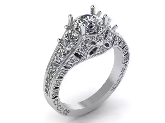 Round Cut Diamond Shank Ring 0088