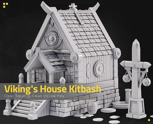 Vikings House Kitbash Low-poly 3D model