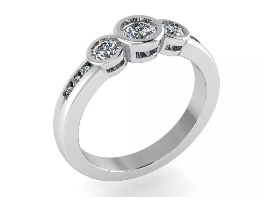 3 Stone Basket Setting Ring 0090 3D print model