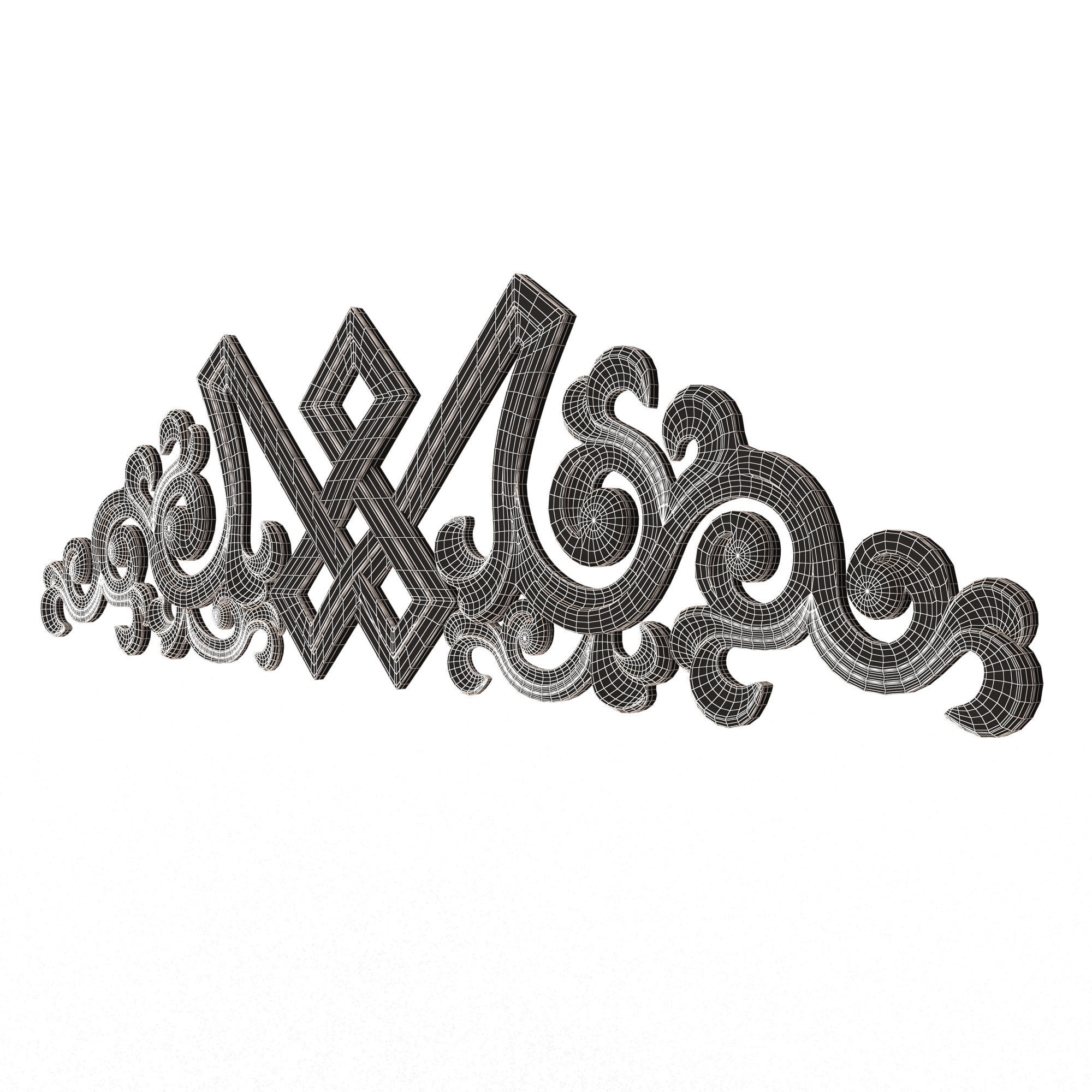 Carved Plaster Molding Decoration 040 Low-poly 3D model_8