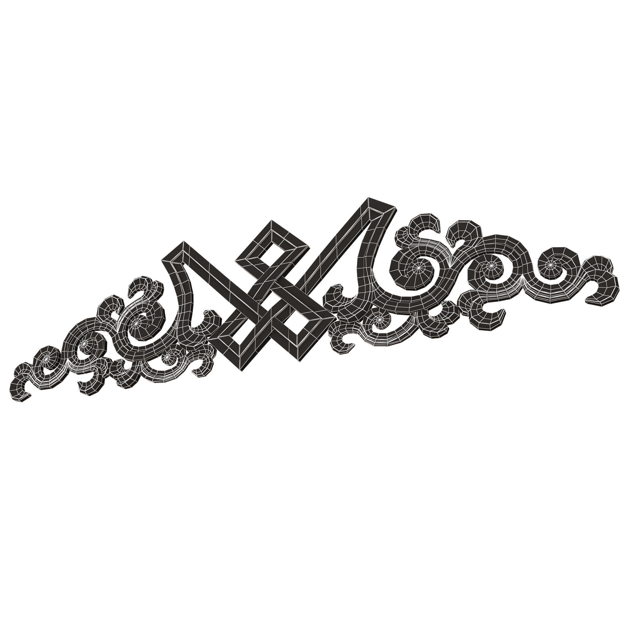 Carved Plaster Molding Decoration 040 Low-poly 3D model_16