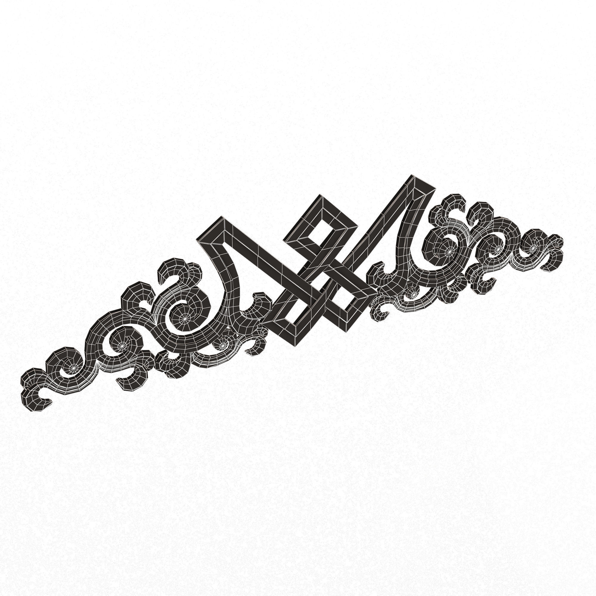 Carved Plaster Molding Decoration 040 Low-poly 3D model_13