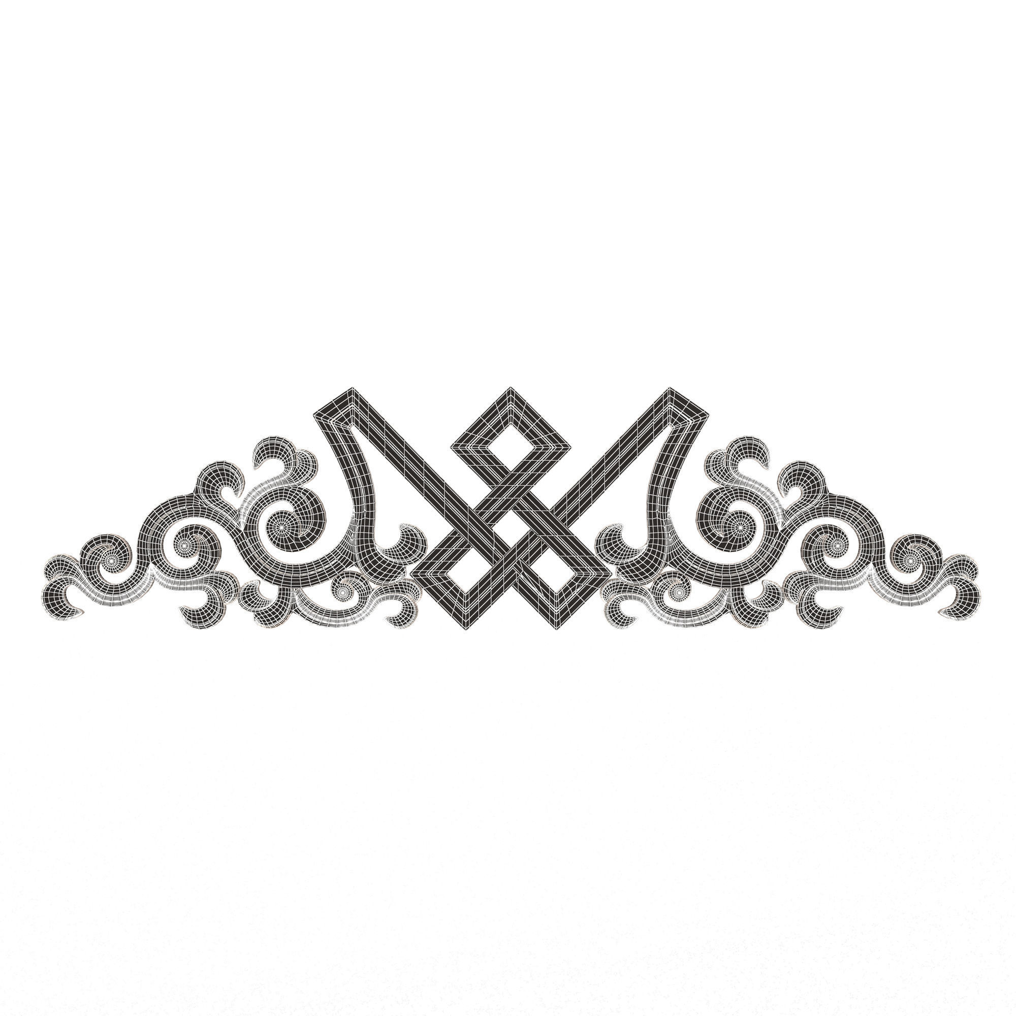 Carved Plaster Molding Decoration 040 Low-poly 3D model_6