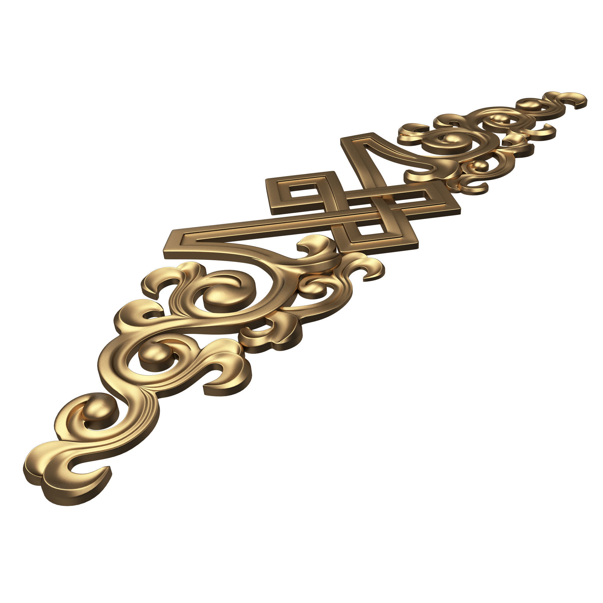 Carved Plaster Molding Decoration 040 Low-poly 3D model_5