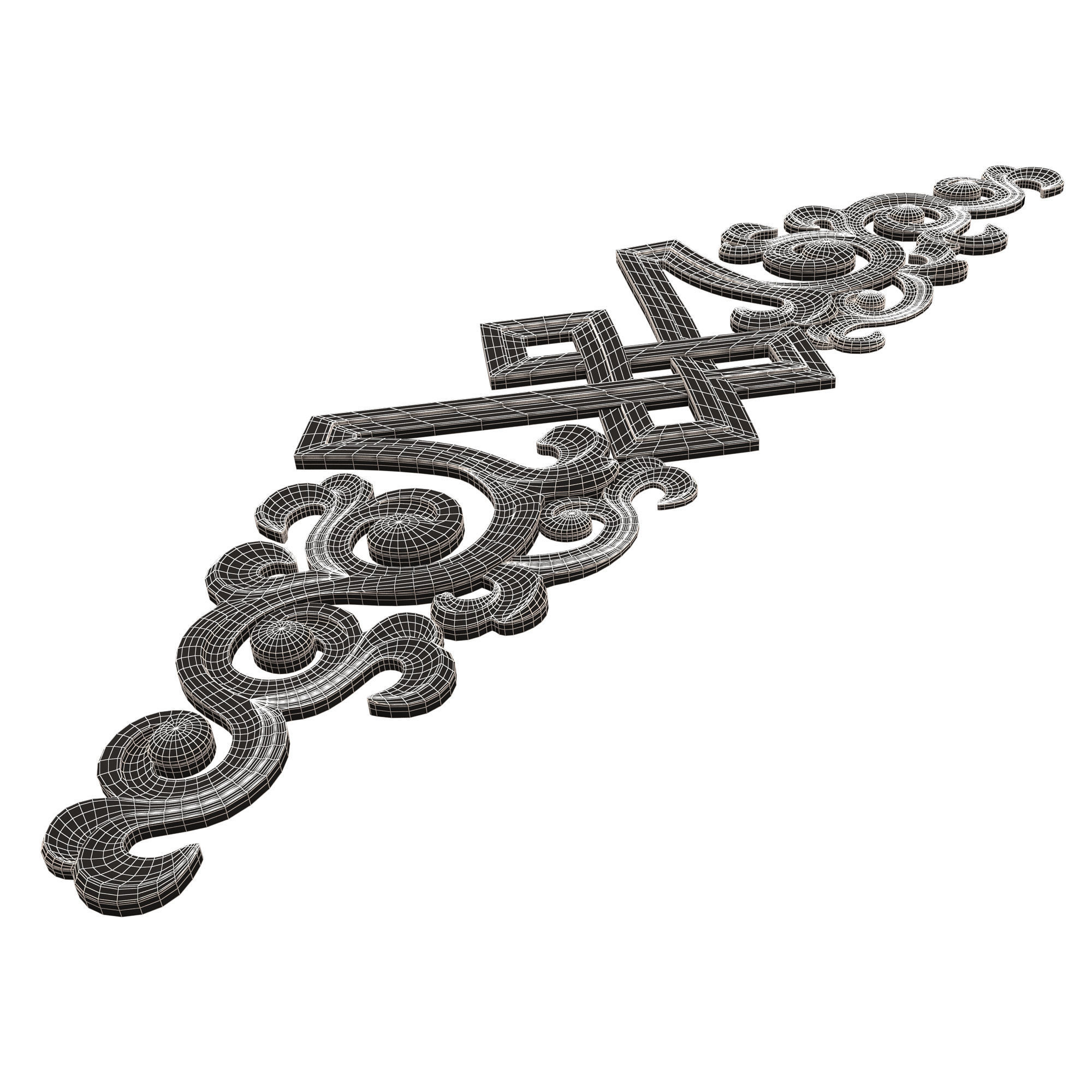 Carved Plaster Molding Decoration 040 Low-poly 3D model_11