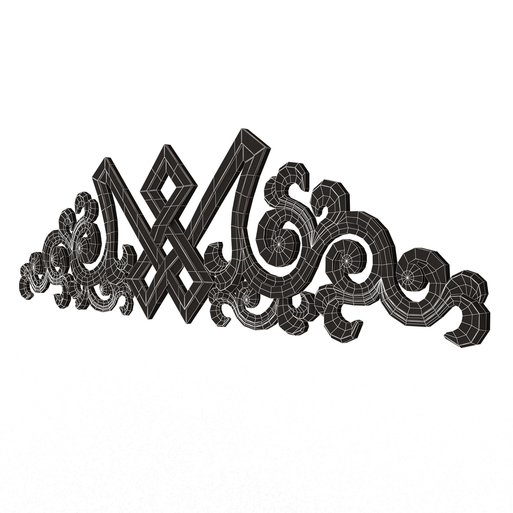 Carved Plaster Molding Decoration 040 Low-poly 3D model_14