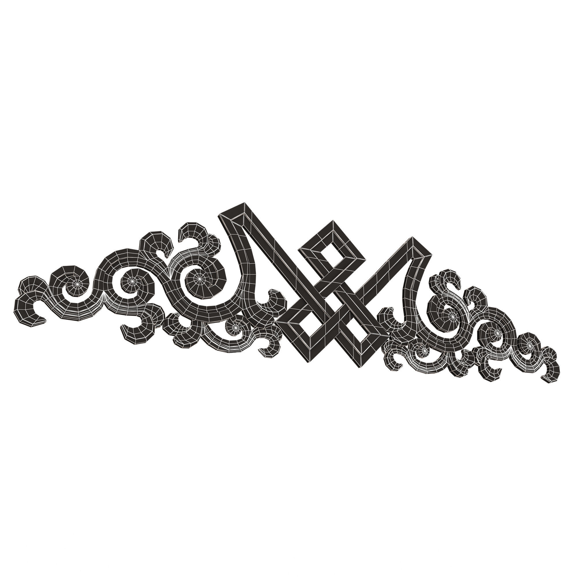 Carved Plaster Molding Decoration 040 Low-poly 3D model_15