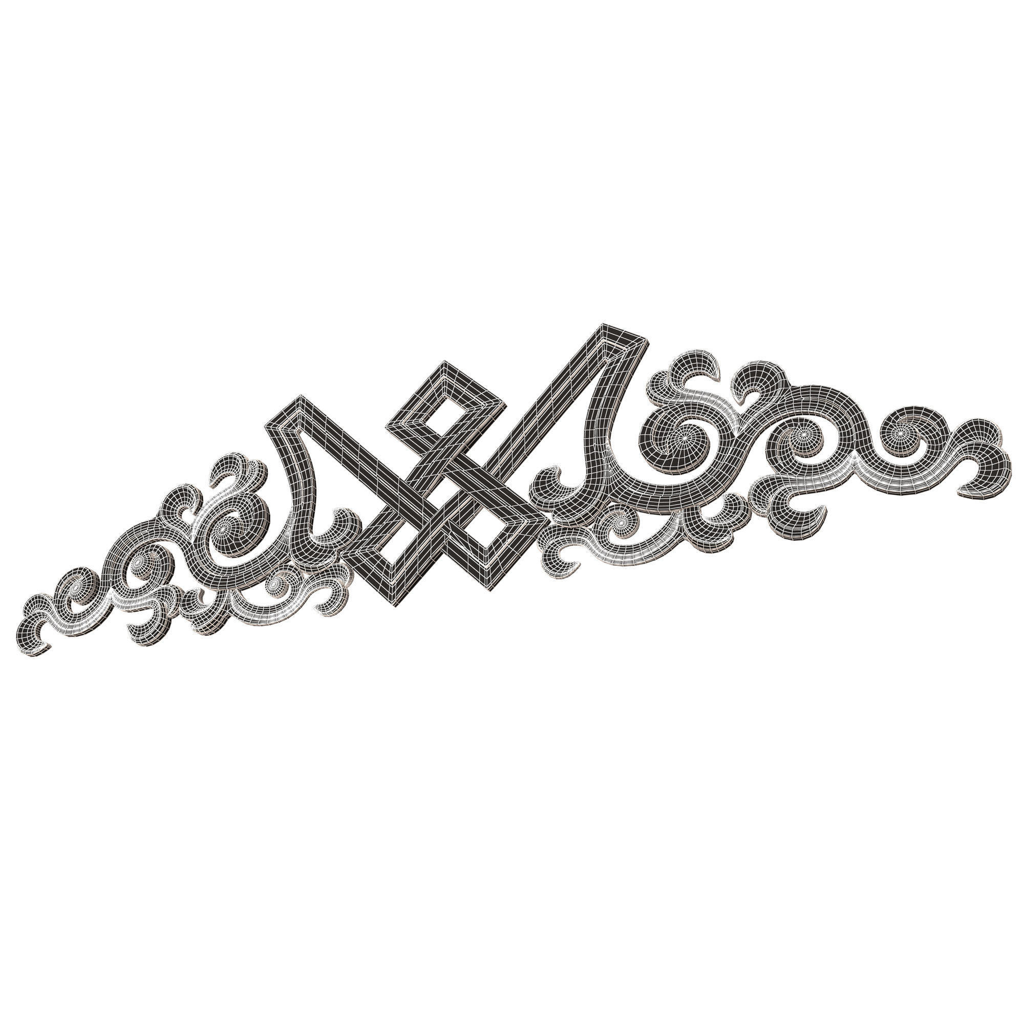 Carved Plaster Molding Decoration 040 Low-poly 3D model_10