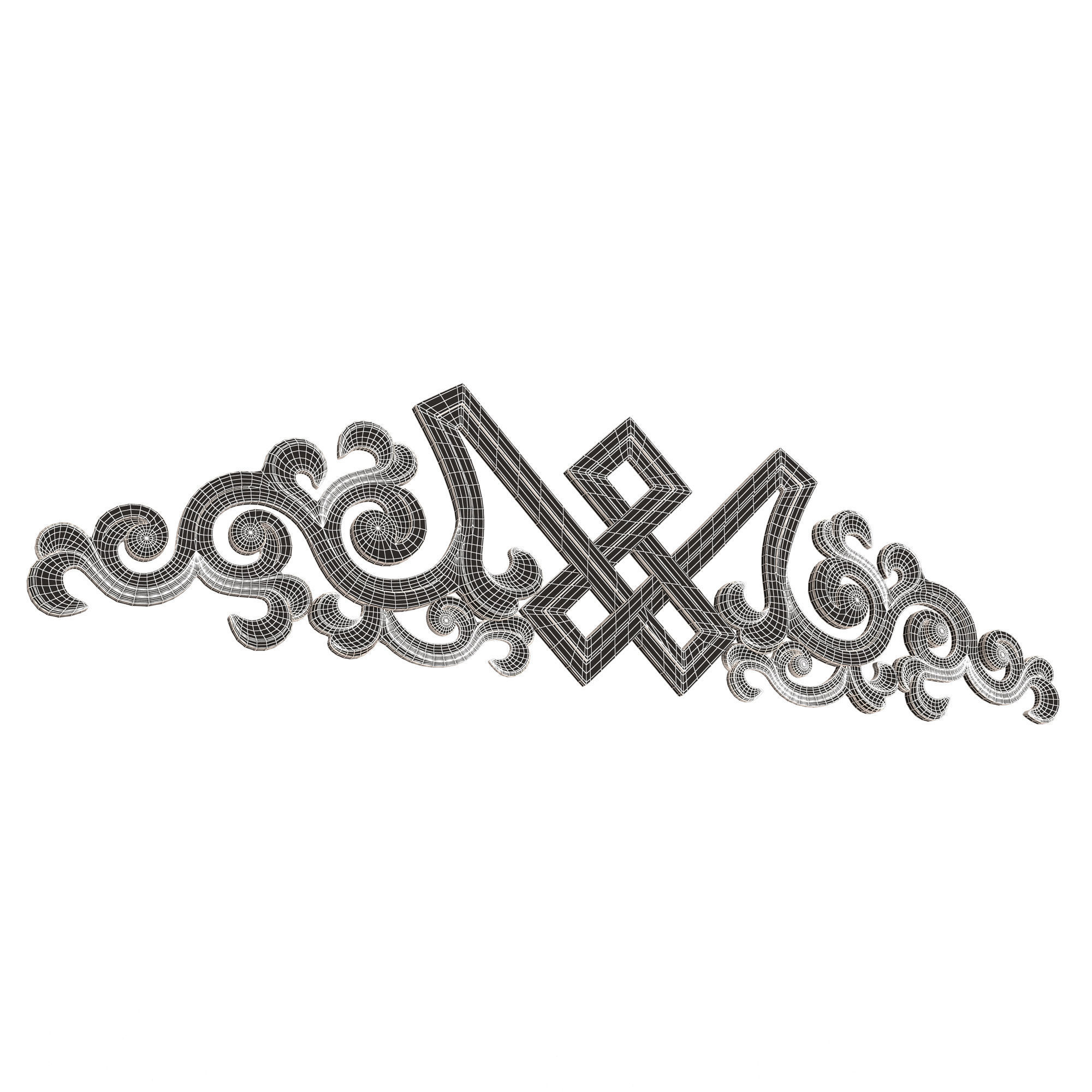 Carved Plaster Molding Decoration 040 Low-poly 3D model_9