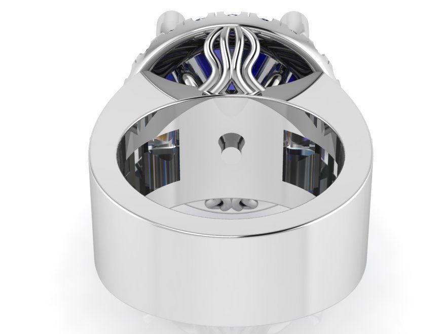 Peg Setting Round Halo Ring 0094 3D print model_3