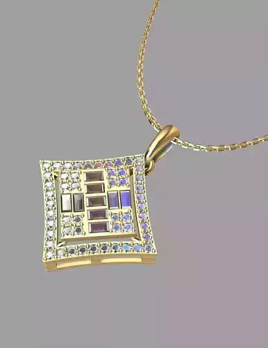 Luxurious Diamond Pendant with Baguette Diamonds