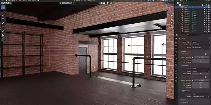 Industrial Building Interior Scene Low-poly 3D model
