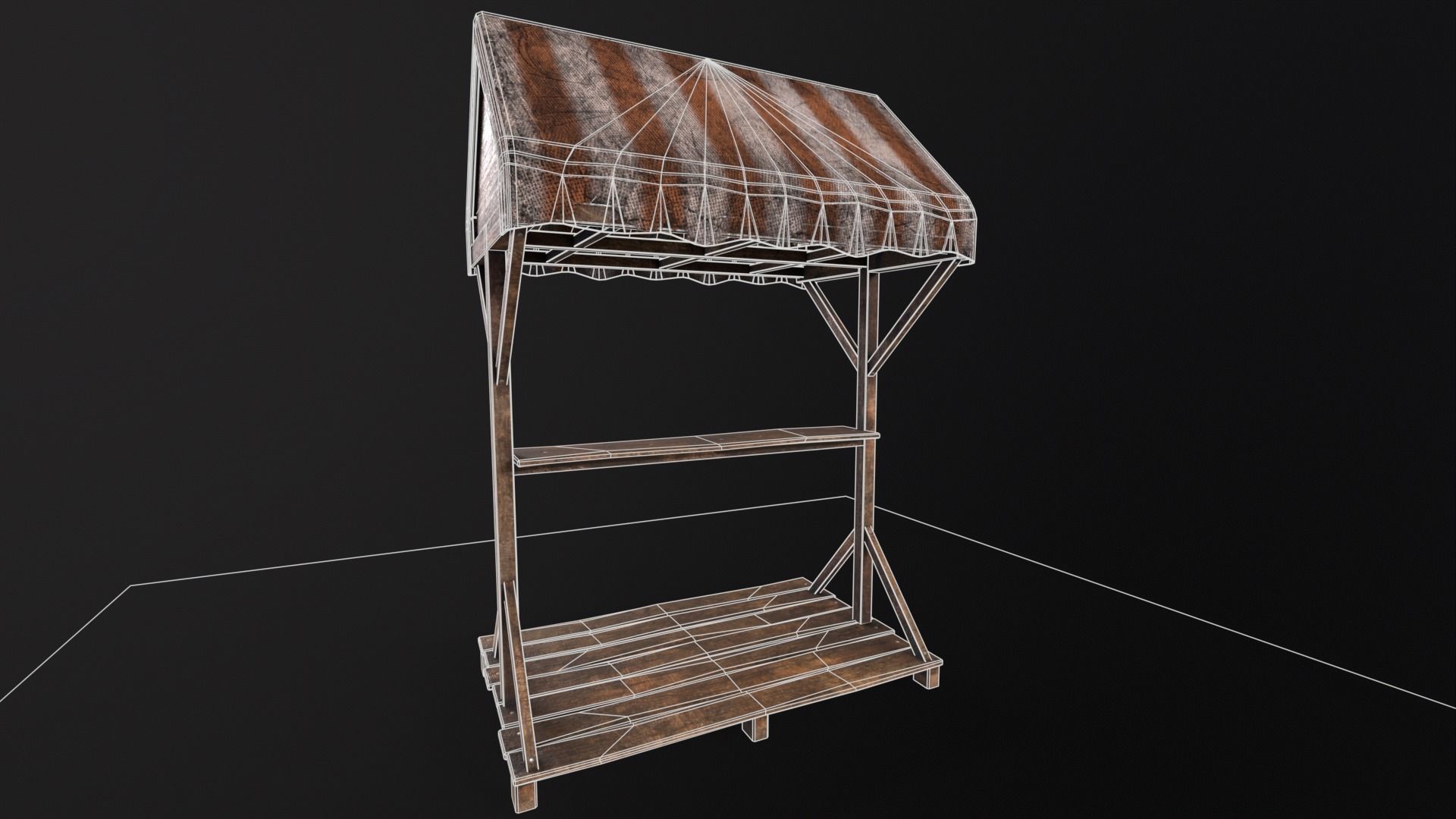 Medieval Market Stand Low-poly 3D model_5