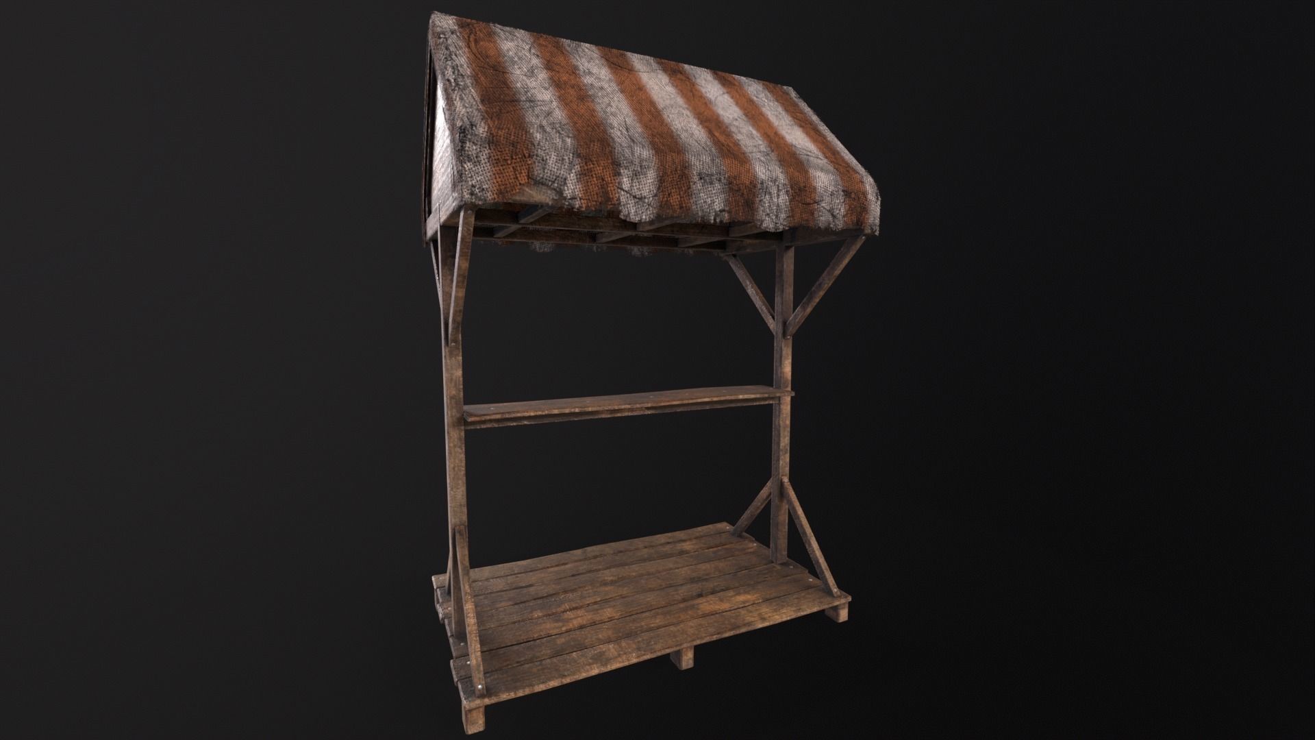 Medieval Market Stand Low-poly 3D model_4