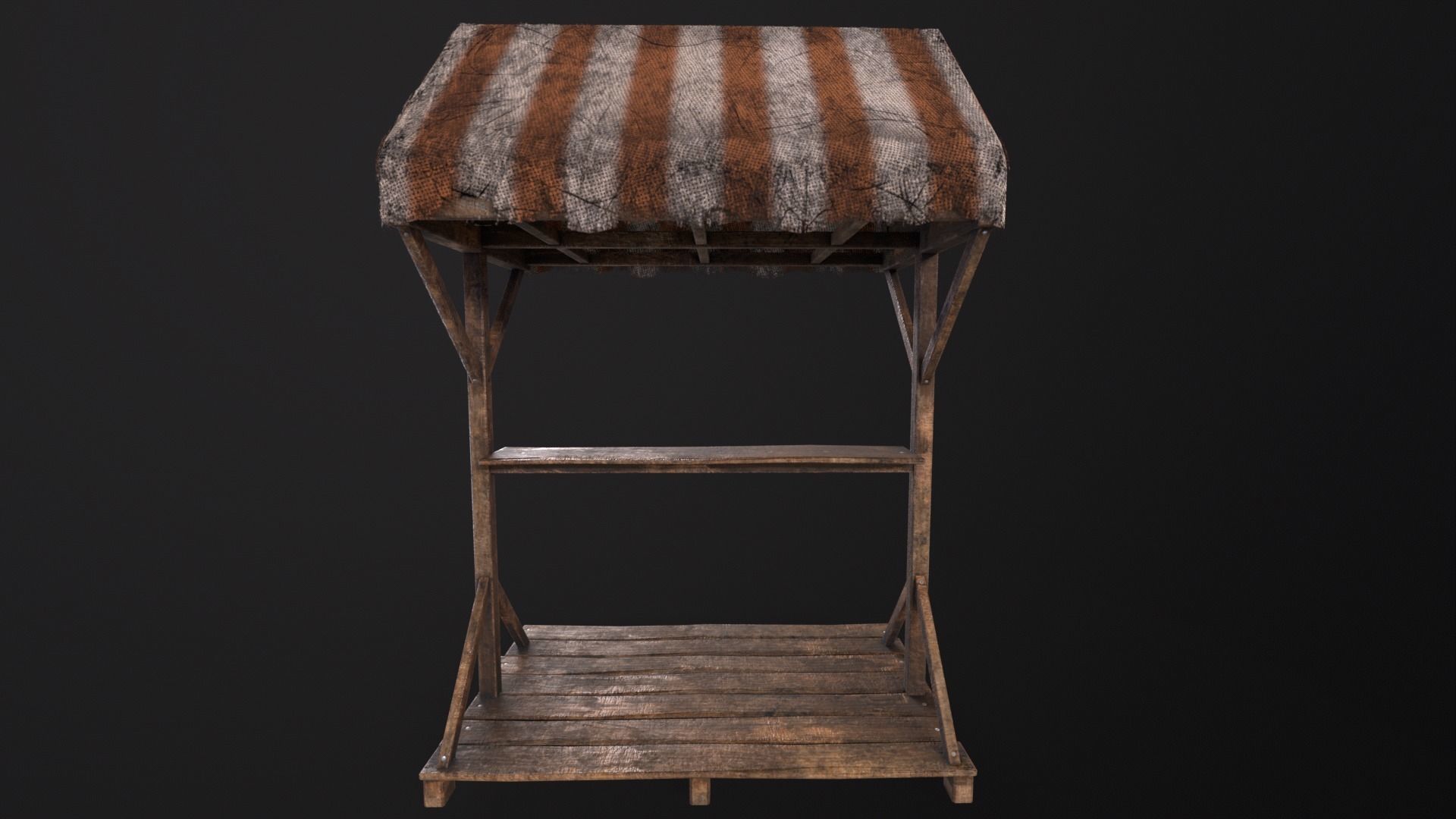 Medieval Market Stand Low-poly 3D model_6