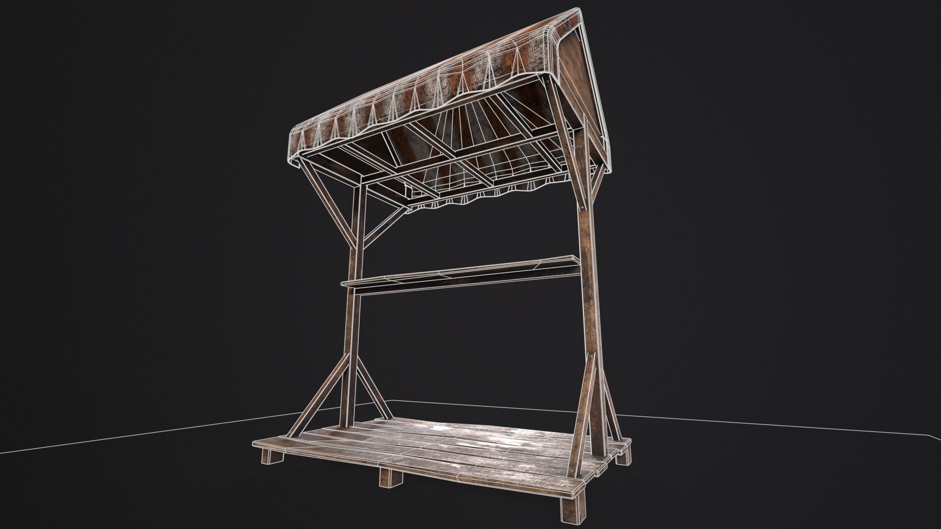 Medieval Market Stand Low-poly 3D model_21