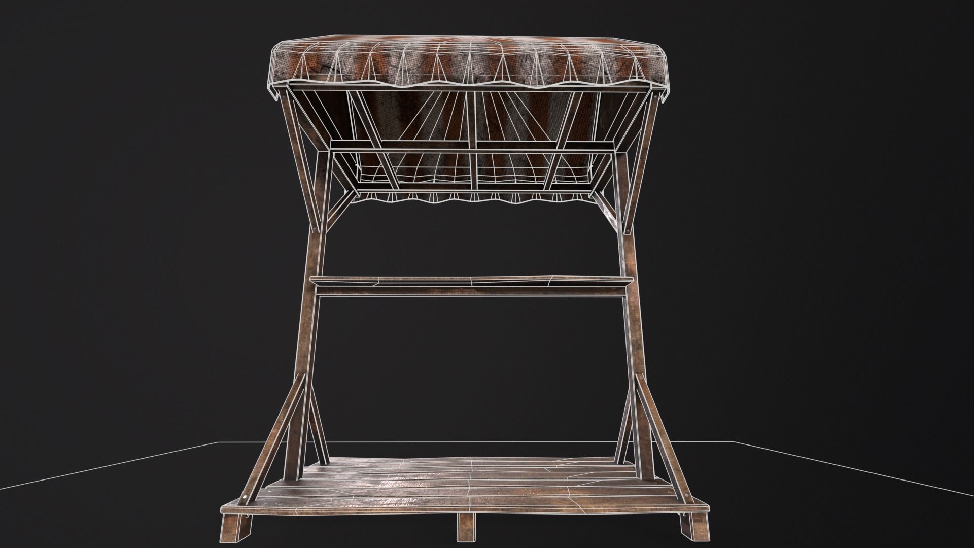 Medieval Market Stand Low-poly 3D model_9