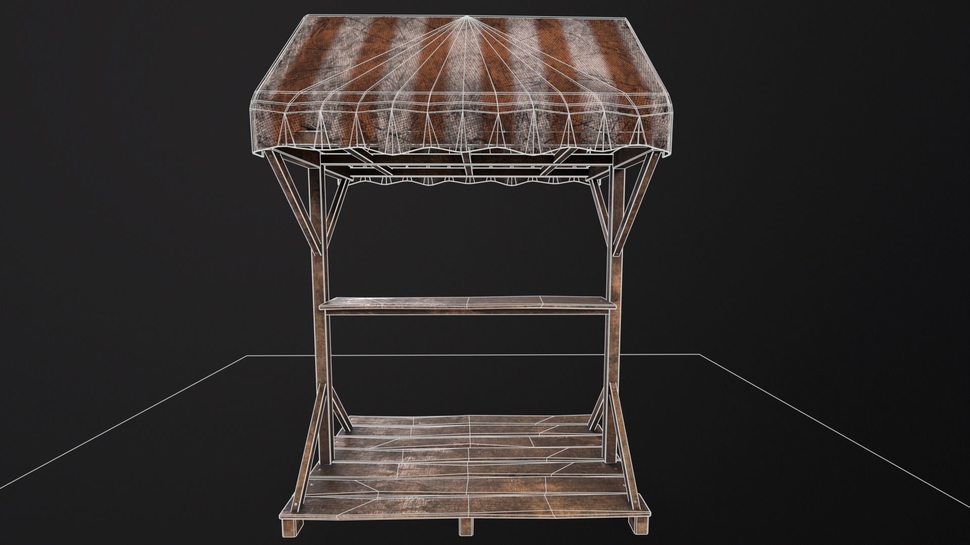 Medieval Market Stand Low-poly 3D model_7