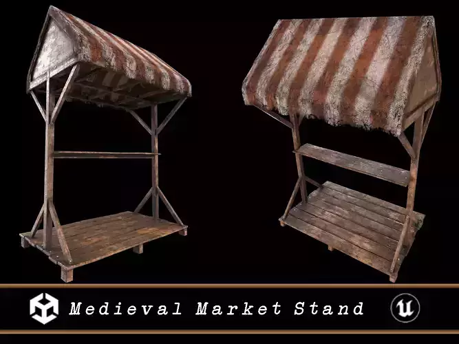 Medieval Market Stand Low-poly 3D model Medieval Market Stand Low-poly 3D model