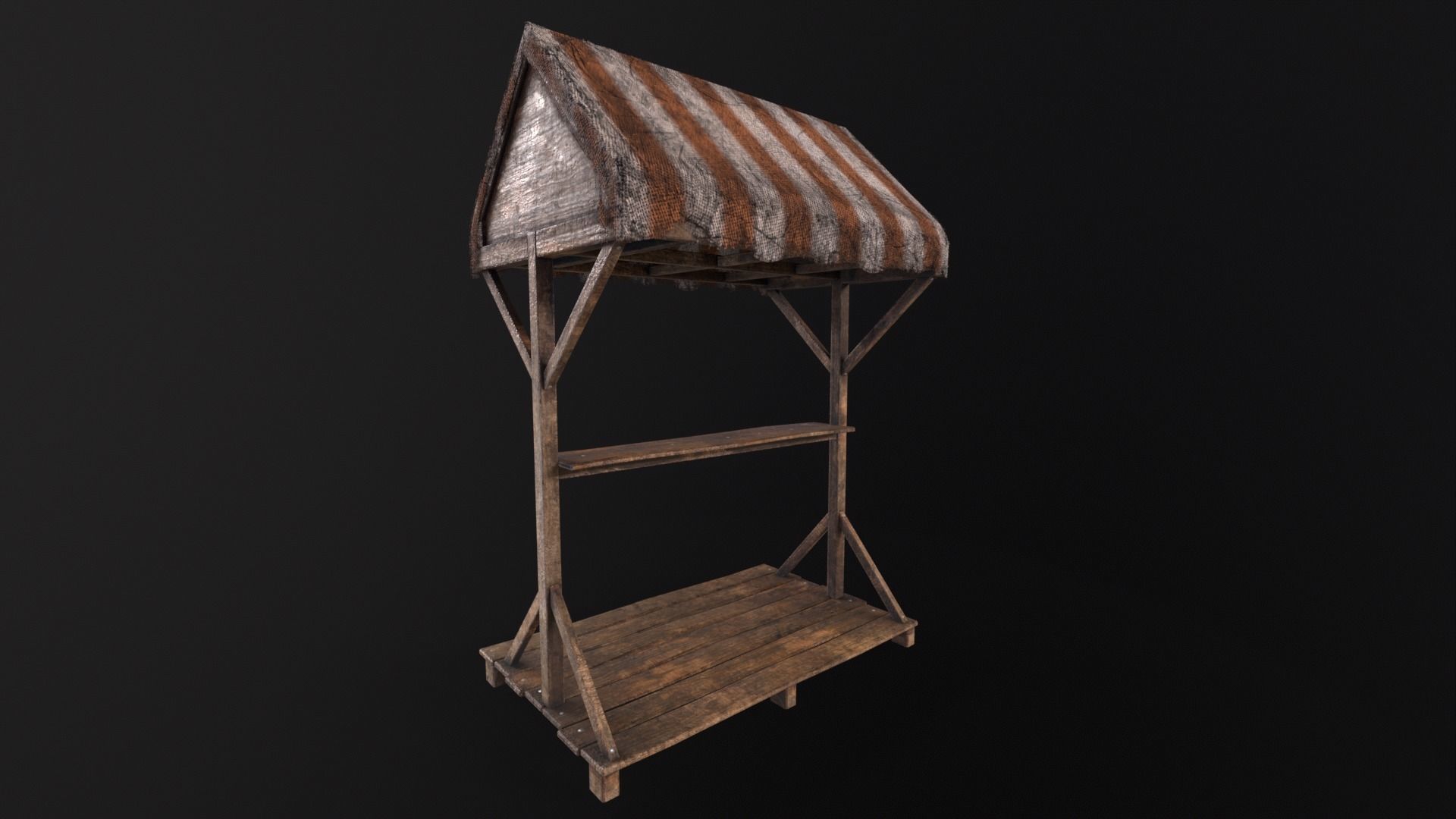 Medieval Market Stand Low-poly 3D model_2