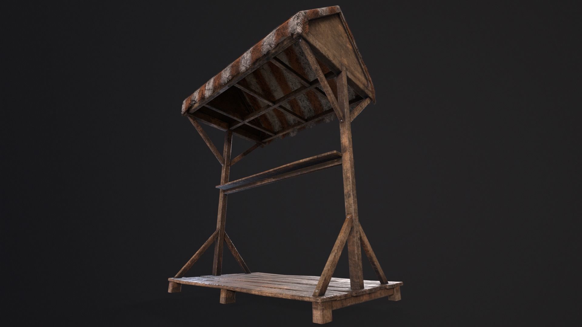 Medieval Market Stand Low-poly 3D model_10