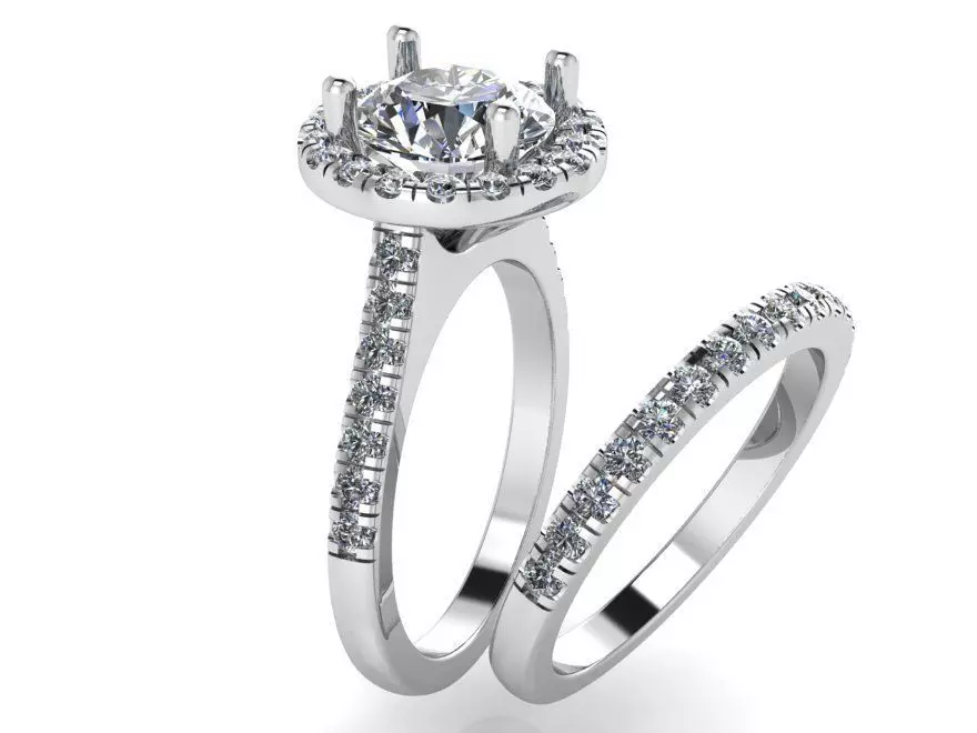Round Halo Wedding Set 0100 3D print model