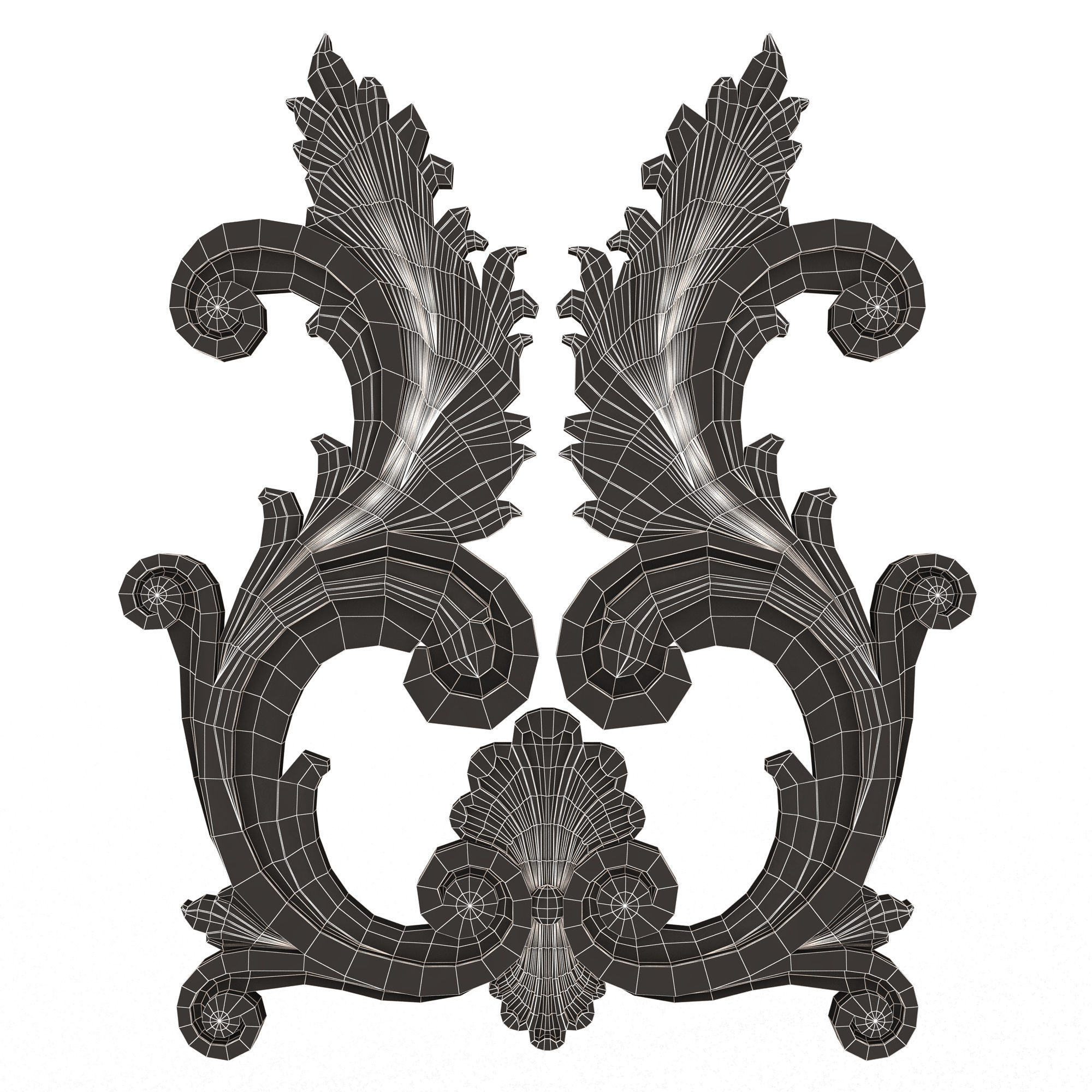 Carved Plaster Molding Decoration 042 Low-poly 3D model_12