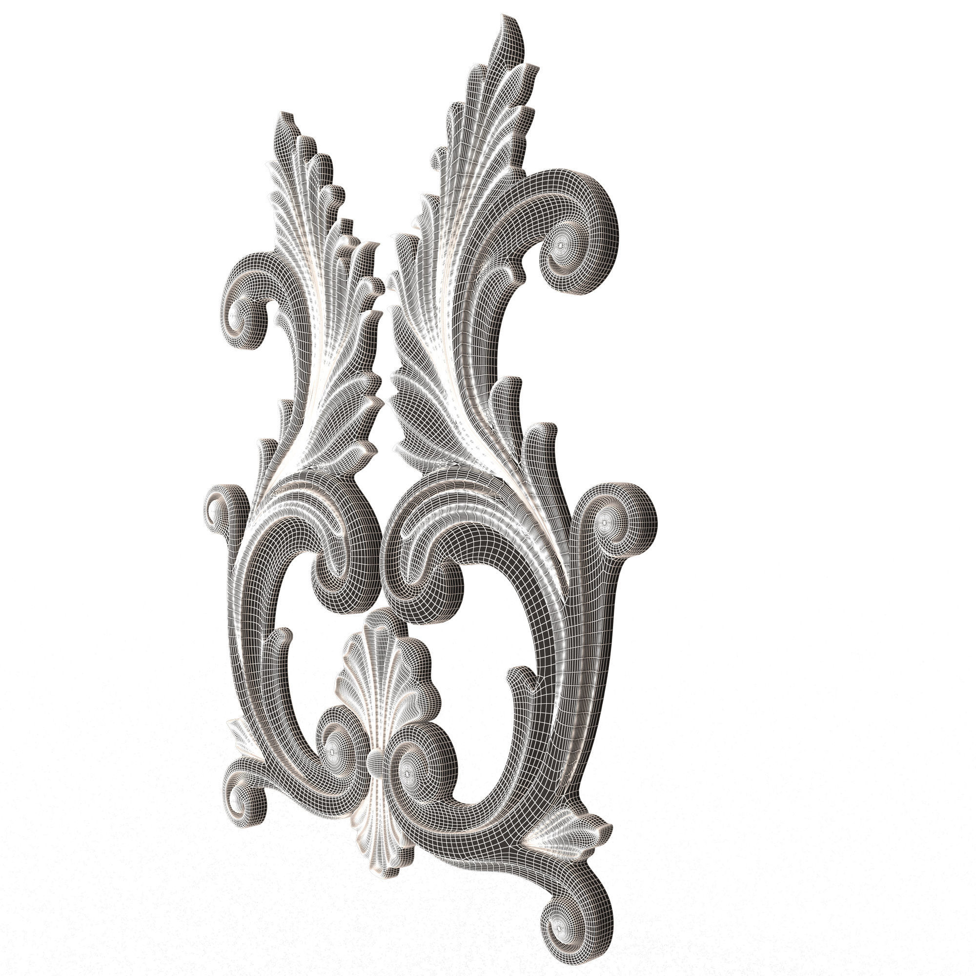 Carved Plaster Molding Decoration 042 Low-poly 3D model_8