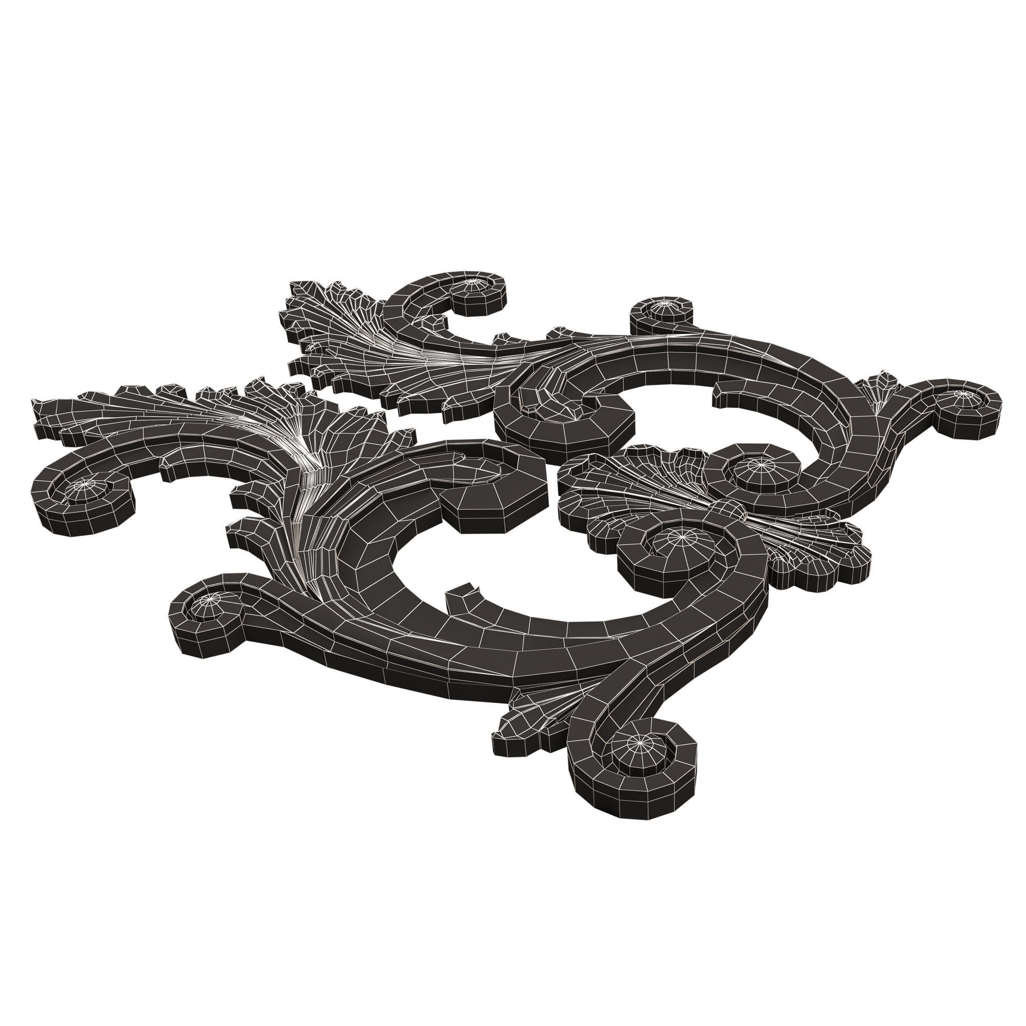 Carved Plaster Molding Decoration 042 Low-poly 3D model_17