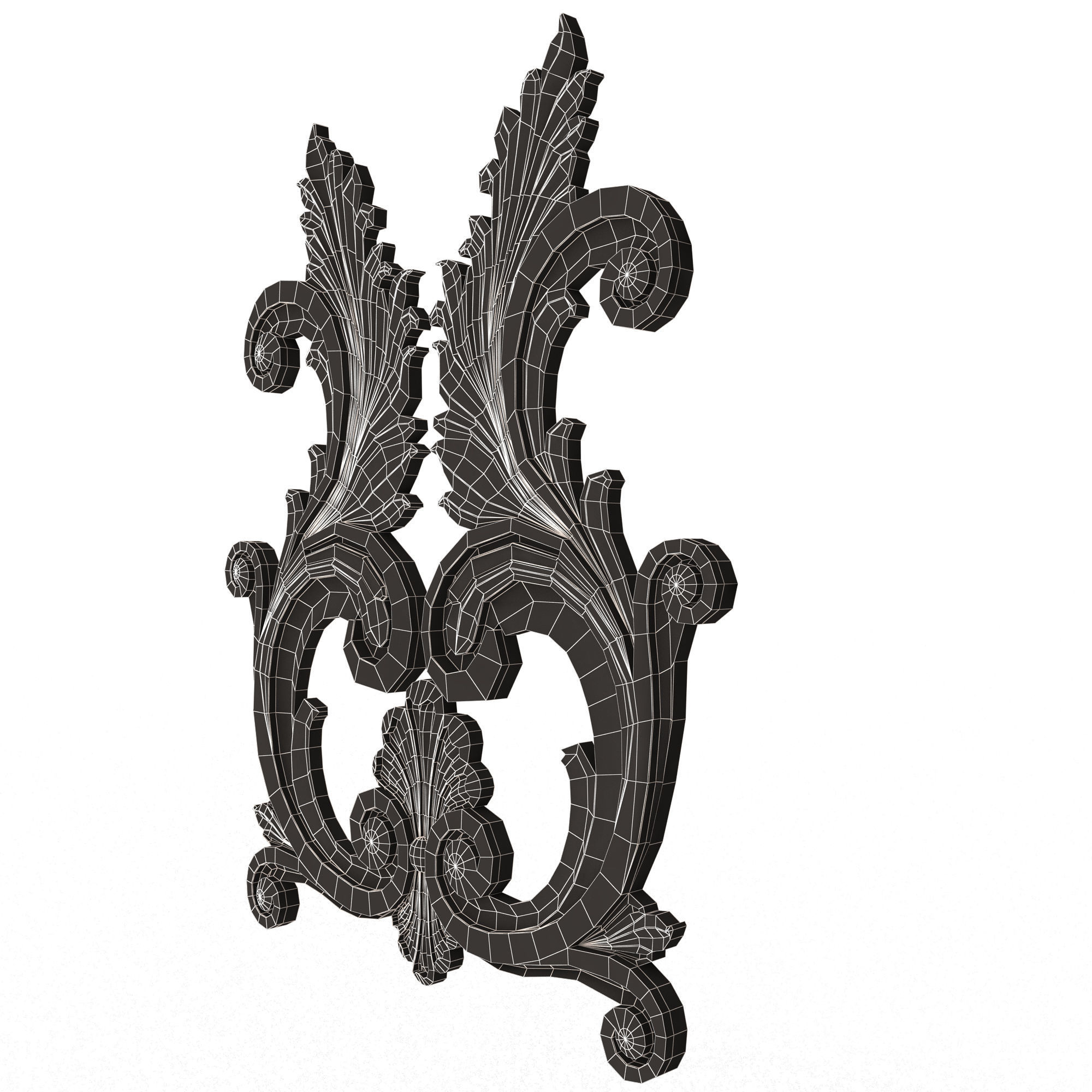 Carved Plaster Molding Decoration 042 Low-poly 3D model_14
