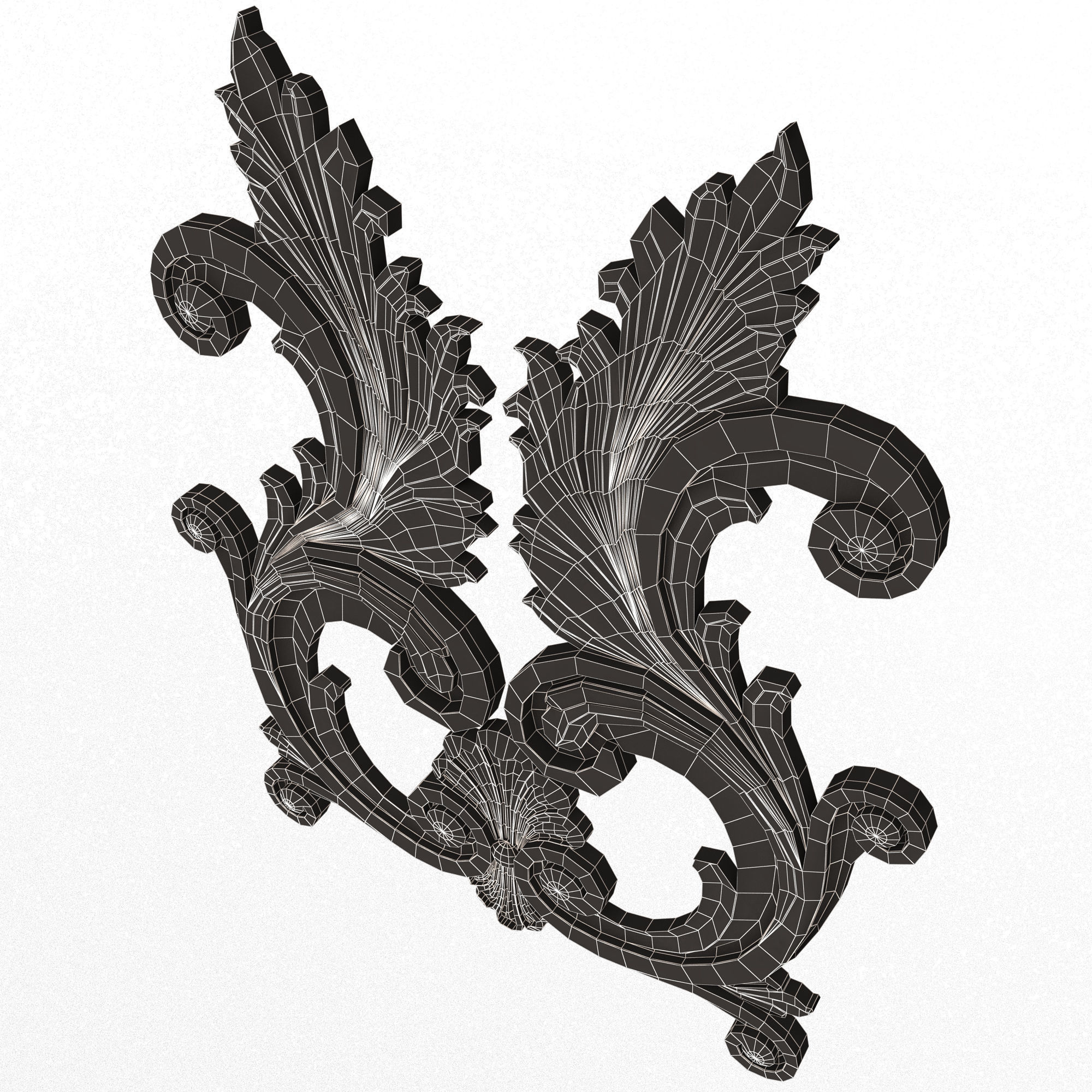 Carved Plaster Molding Decoration 042 Low-poly 3D model_16