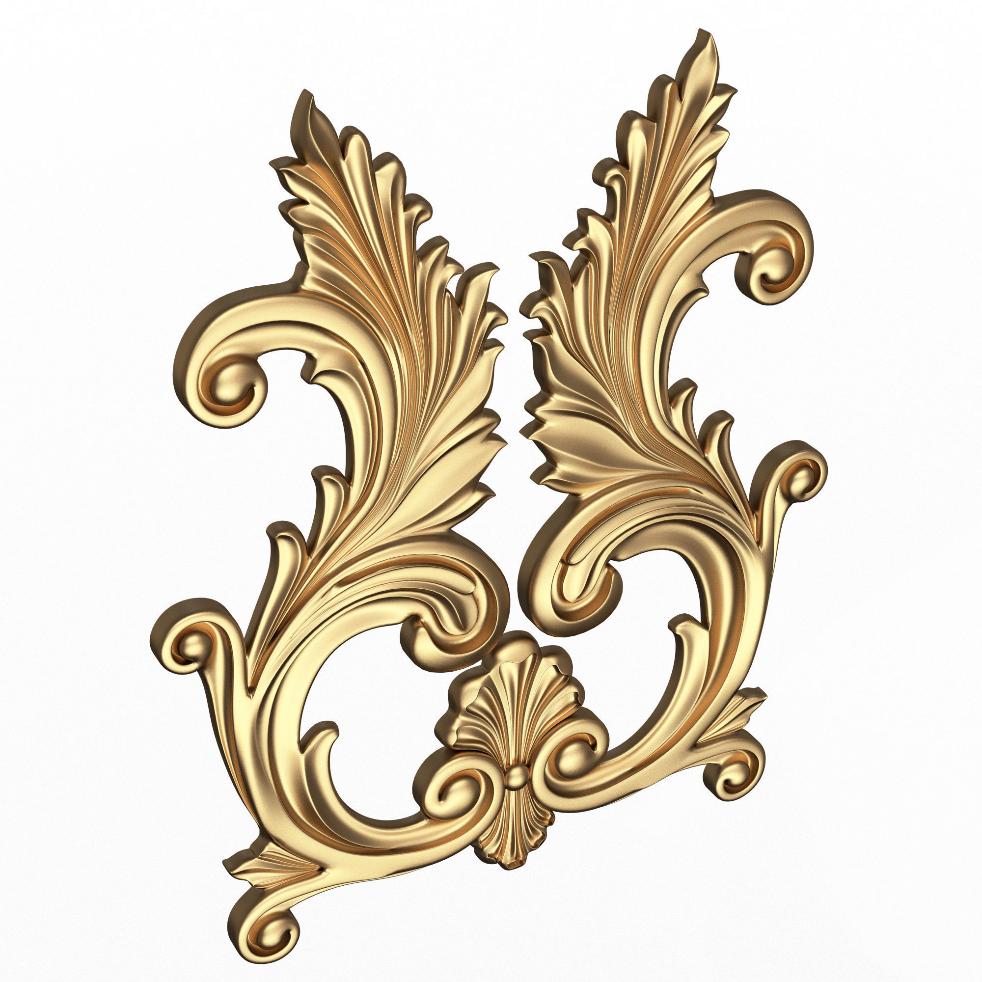 Carved Plaster Molding Decoration 042 Low-poly 3D model_1