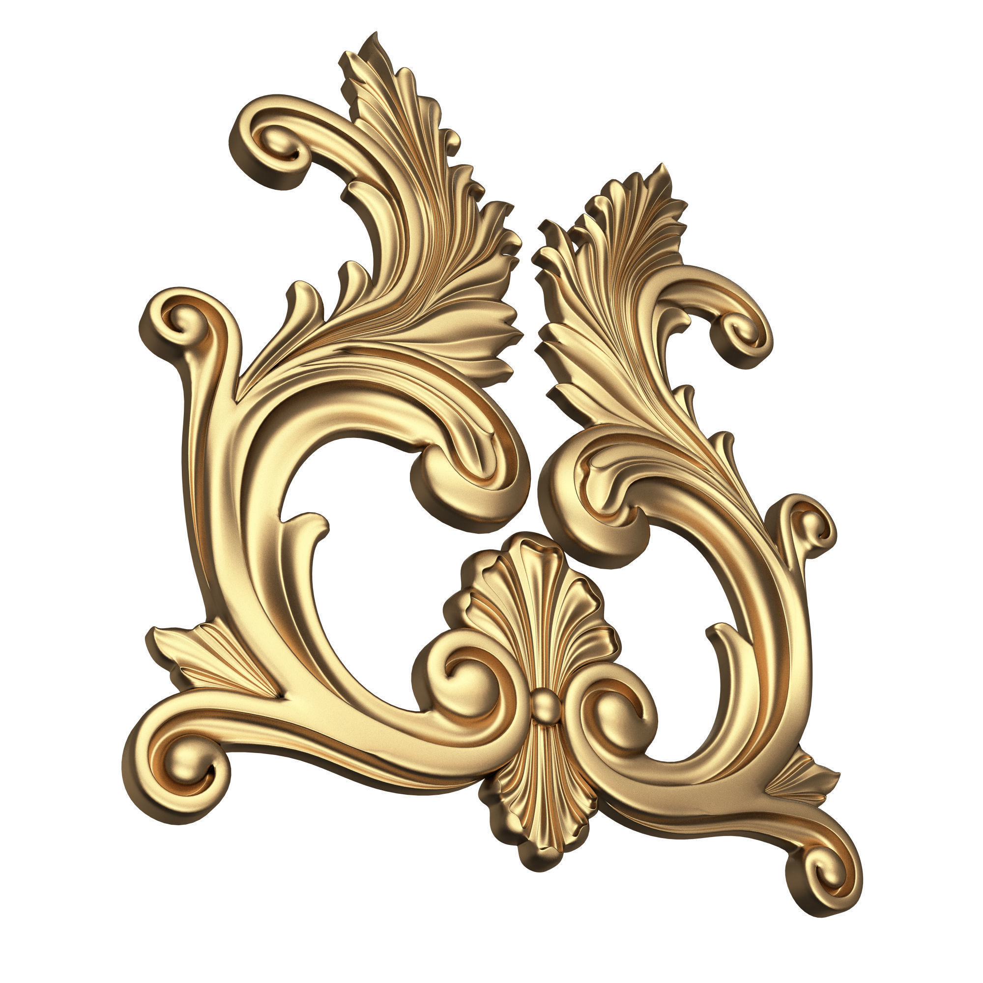 Carved Plaster Molding Decoration 042 Low-poly 3D model_3