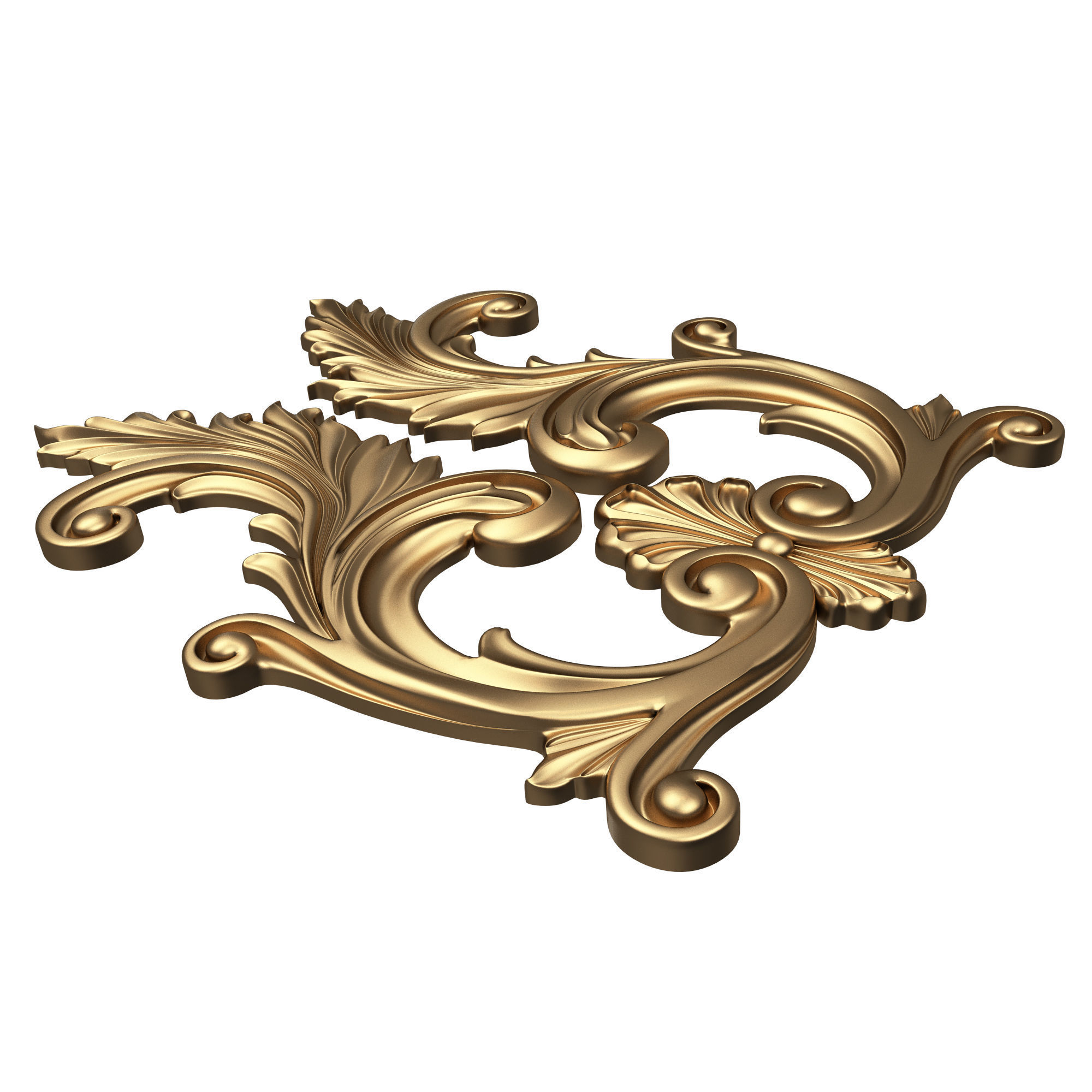 Carved Plaster Molding Decoration 042 Low-poly 3D model_5