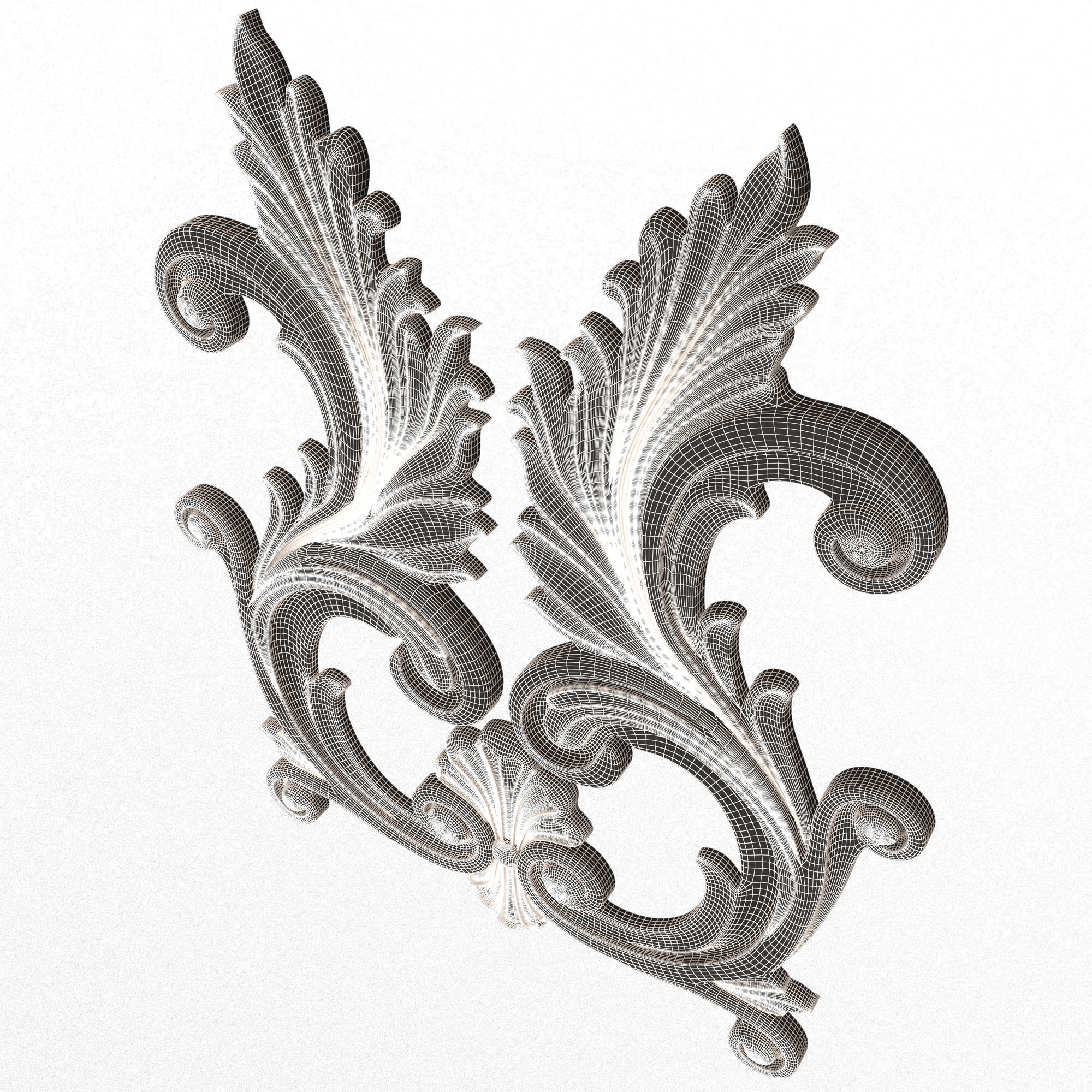 Carved Plaster Molding Decoration 042 Low-poly 3D model_10